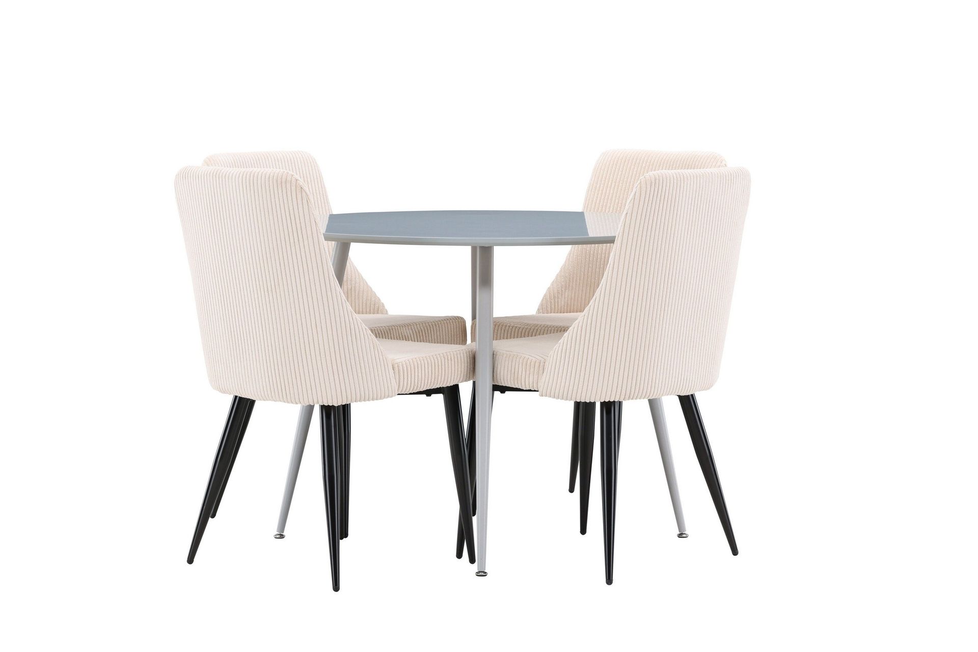 Plaza Matgrupp 100 cm Rund med 4 Leone stolar - Gr&aring;/Beige