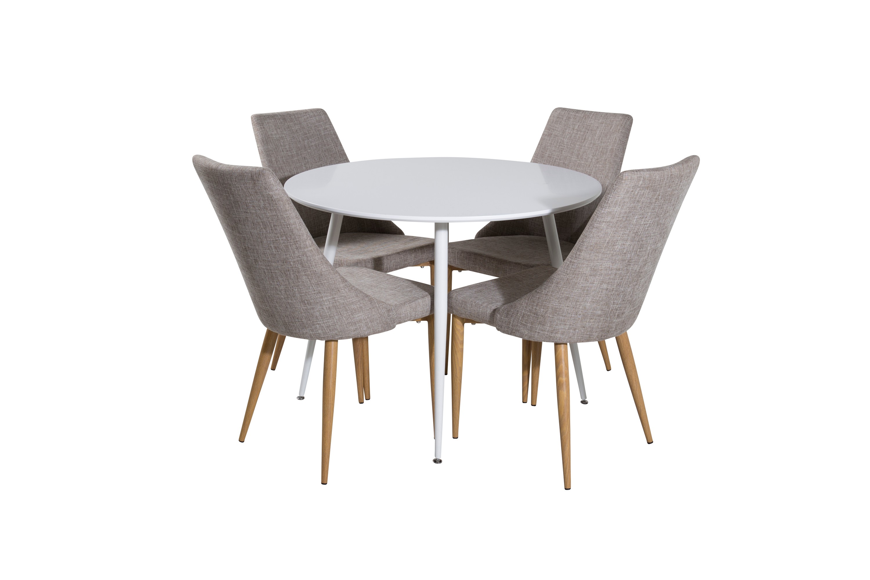 Plaza Matgrupp 100 cm Rund med 4 Leone stolar Ljusgrå