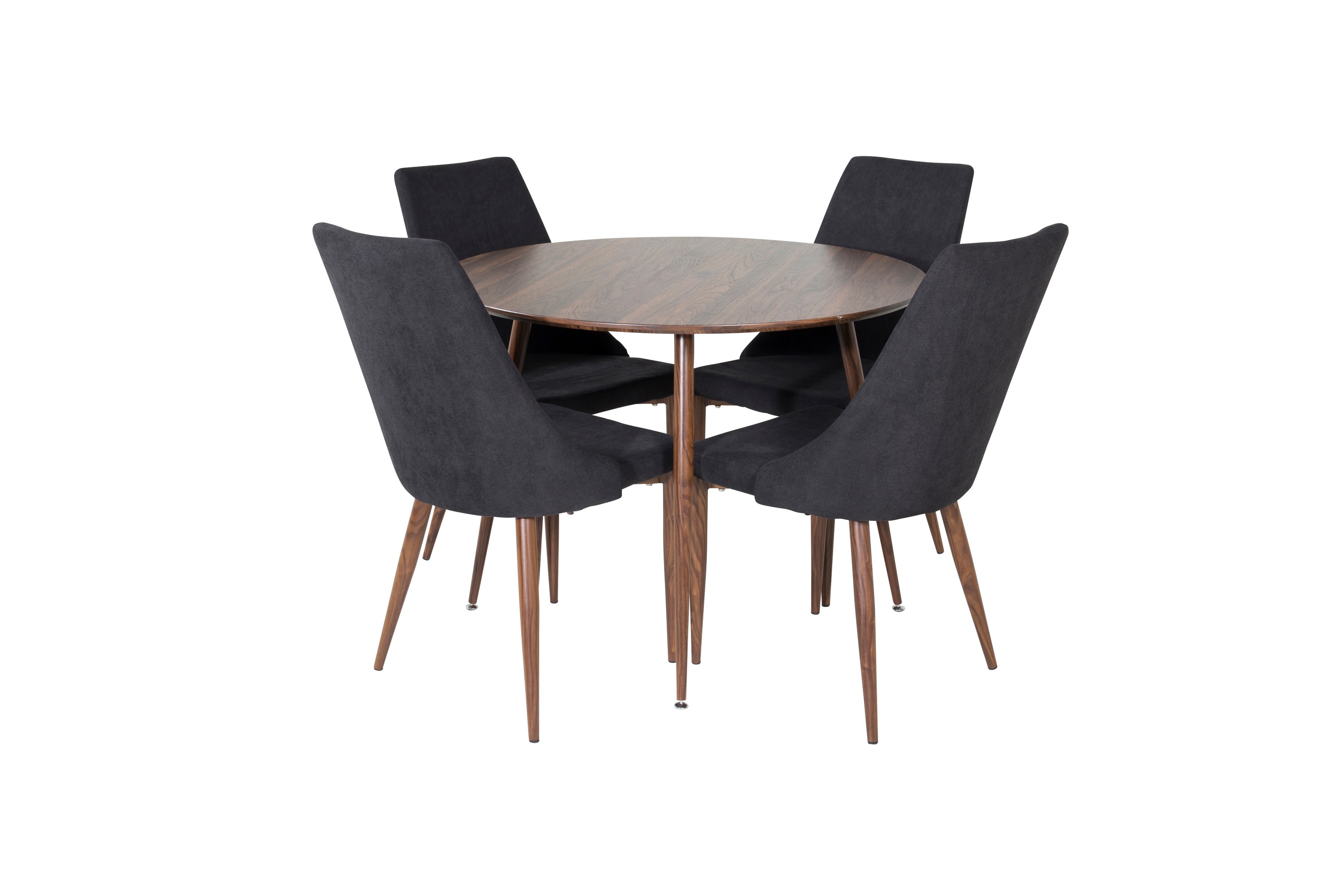 Plaza Matgrupp 100 cm Rund med 4 Leone stolar Svart