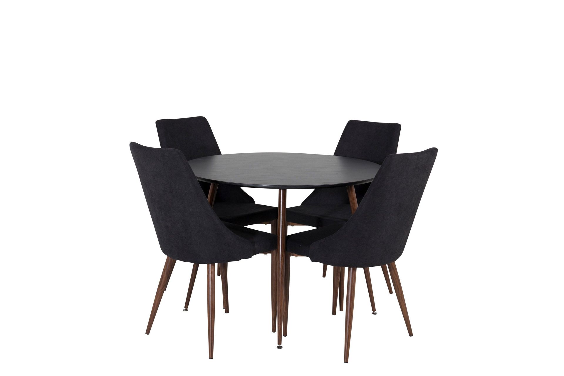 Plaza Matgrupp 100 cm Rund med 4 Leone stolar - Svart