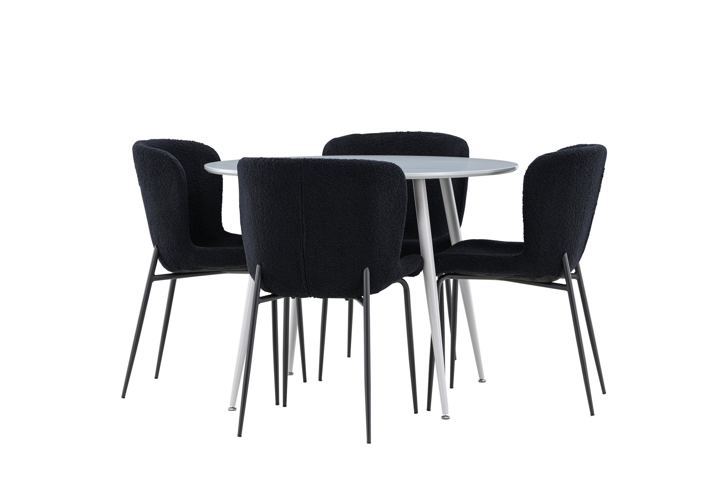 Plaza Matgrupp 100 cm Rund med 4 Modesto stolar GråSvart