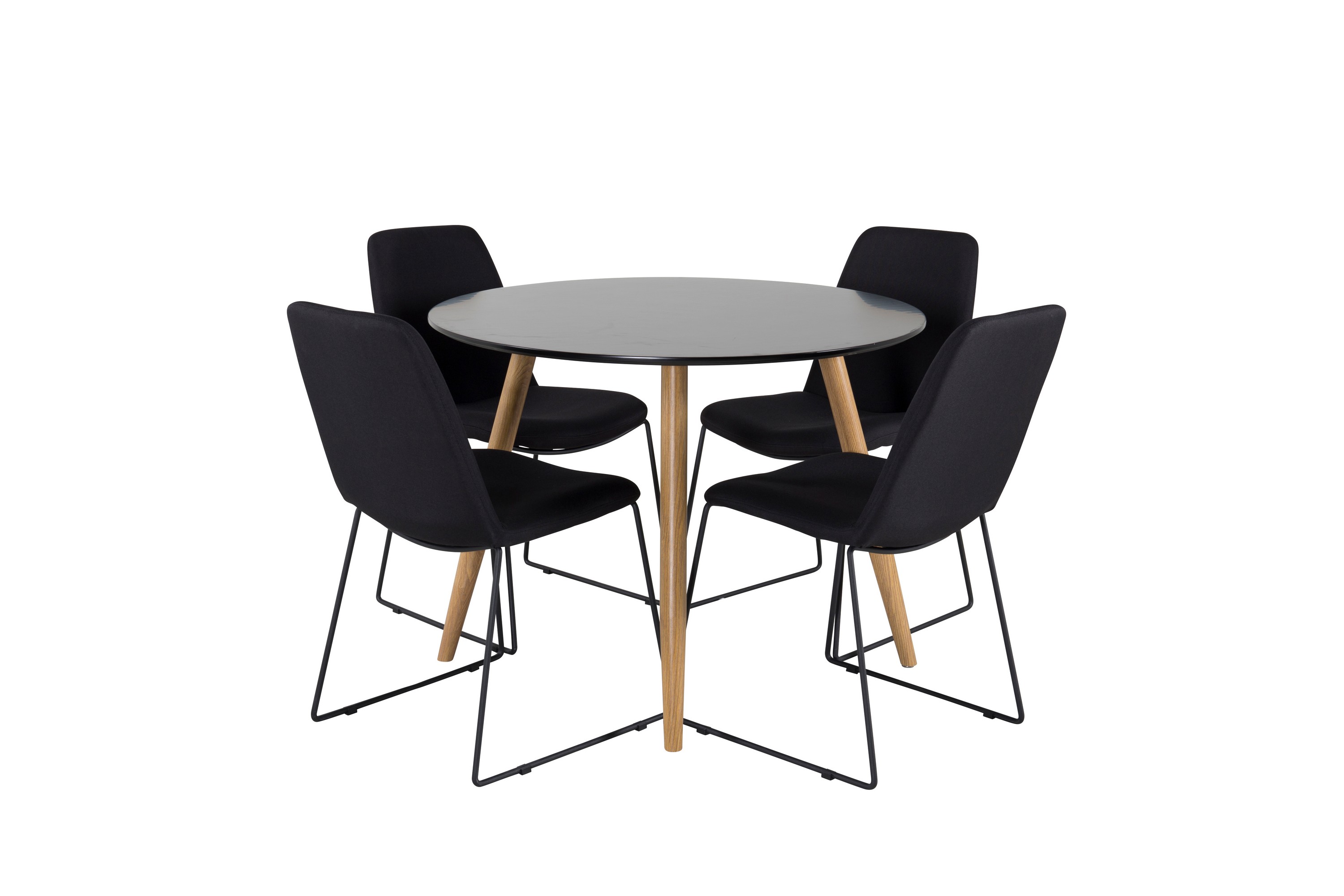 Plaza Matgrupp 100 cm Rund med 4 Muce stolar Svart