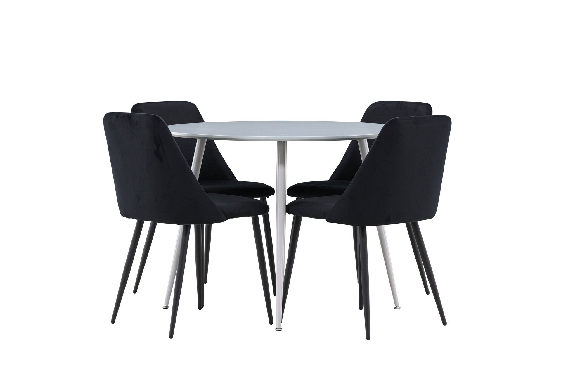 Plaza Matgrupp 100 cm Rund med 4 Night stolar - Gr&aring;/Svart