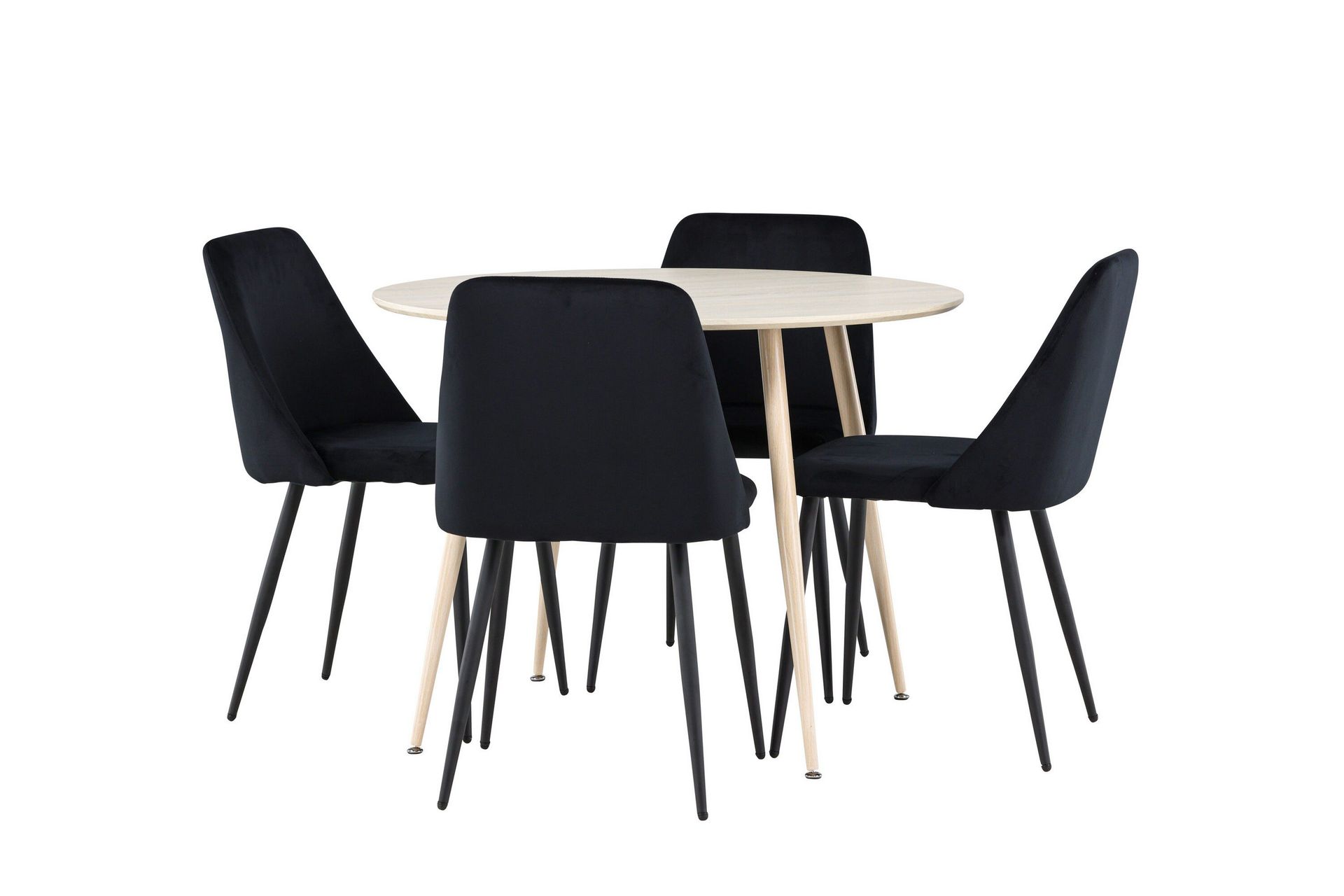 Plaza Matgrupp 100 cm Rund med 4 Night stolar - Whitewash/Svart