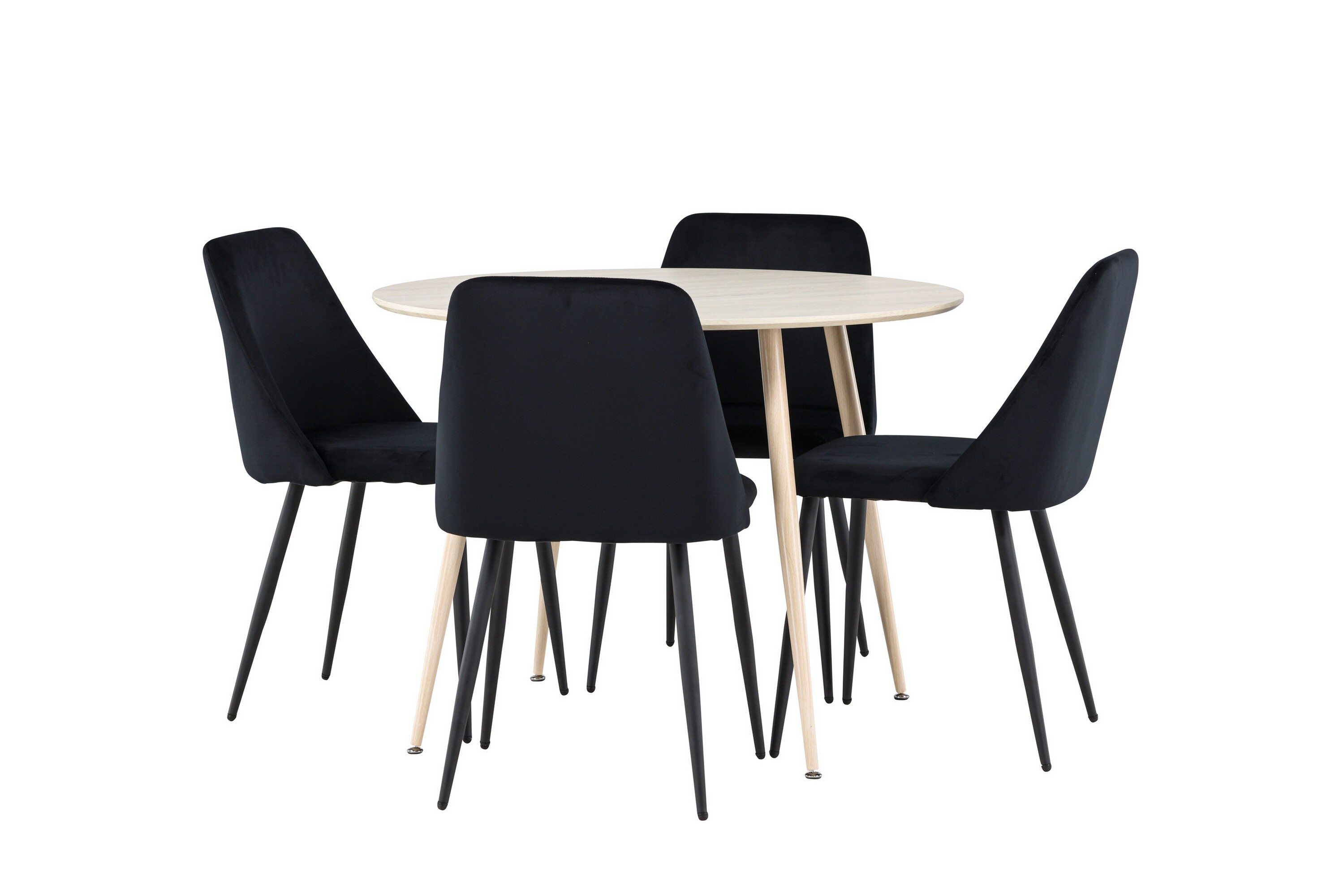 Plaza Matgrupp 100 cm Rund med 4 Night stolar Whitewash/Svart