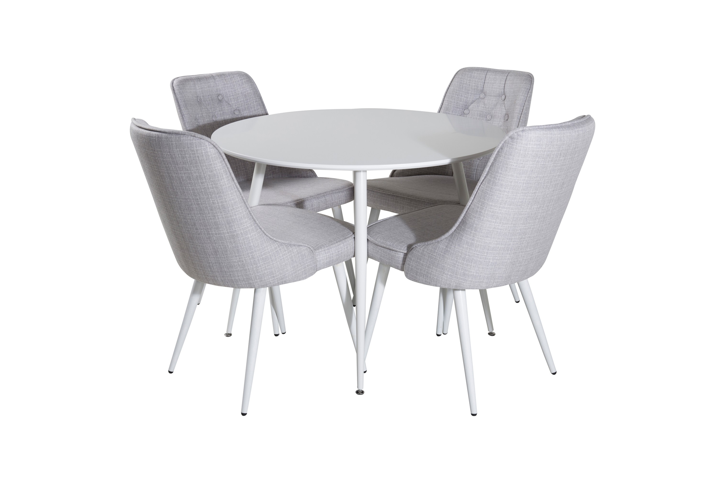 Plaza Matgrupp 100 cm Rund med 4 Velvet Deluxe stolar Grå
