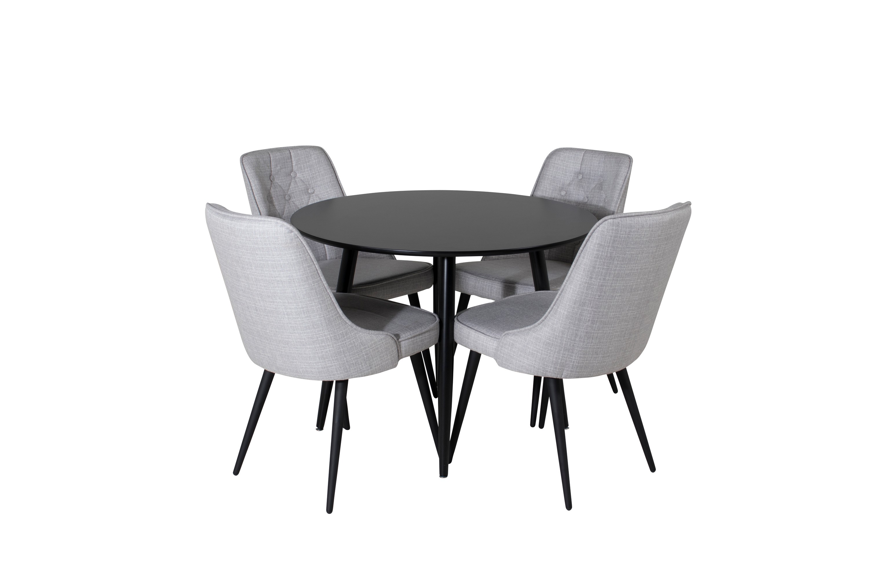 plaza matgrupp 100 cm rund med 4 velvet deluxe stolar - svart