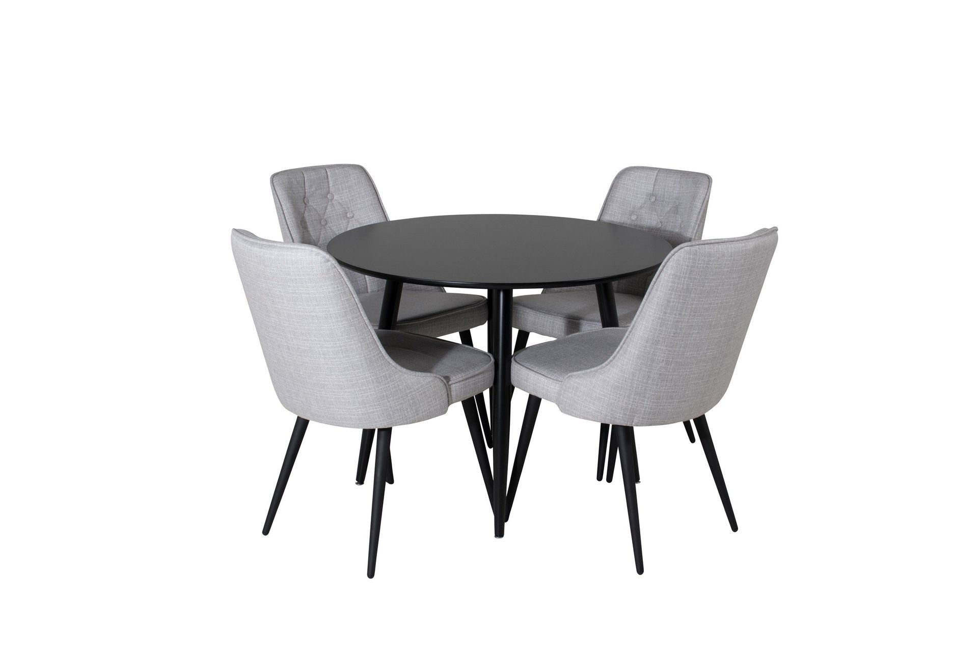 Plaza Matgrupp 100 cm Rund med 4 Velvet Deluxe stolar - Svart