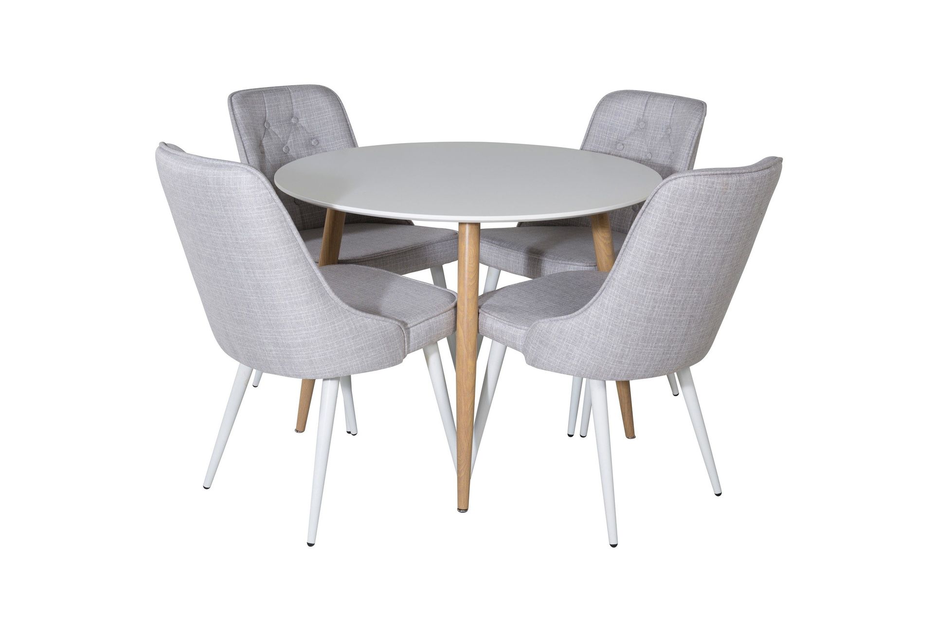 Plaza Matgrupp 100 cm Rund med 4 Velvet Deluxe stolar - Vit