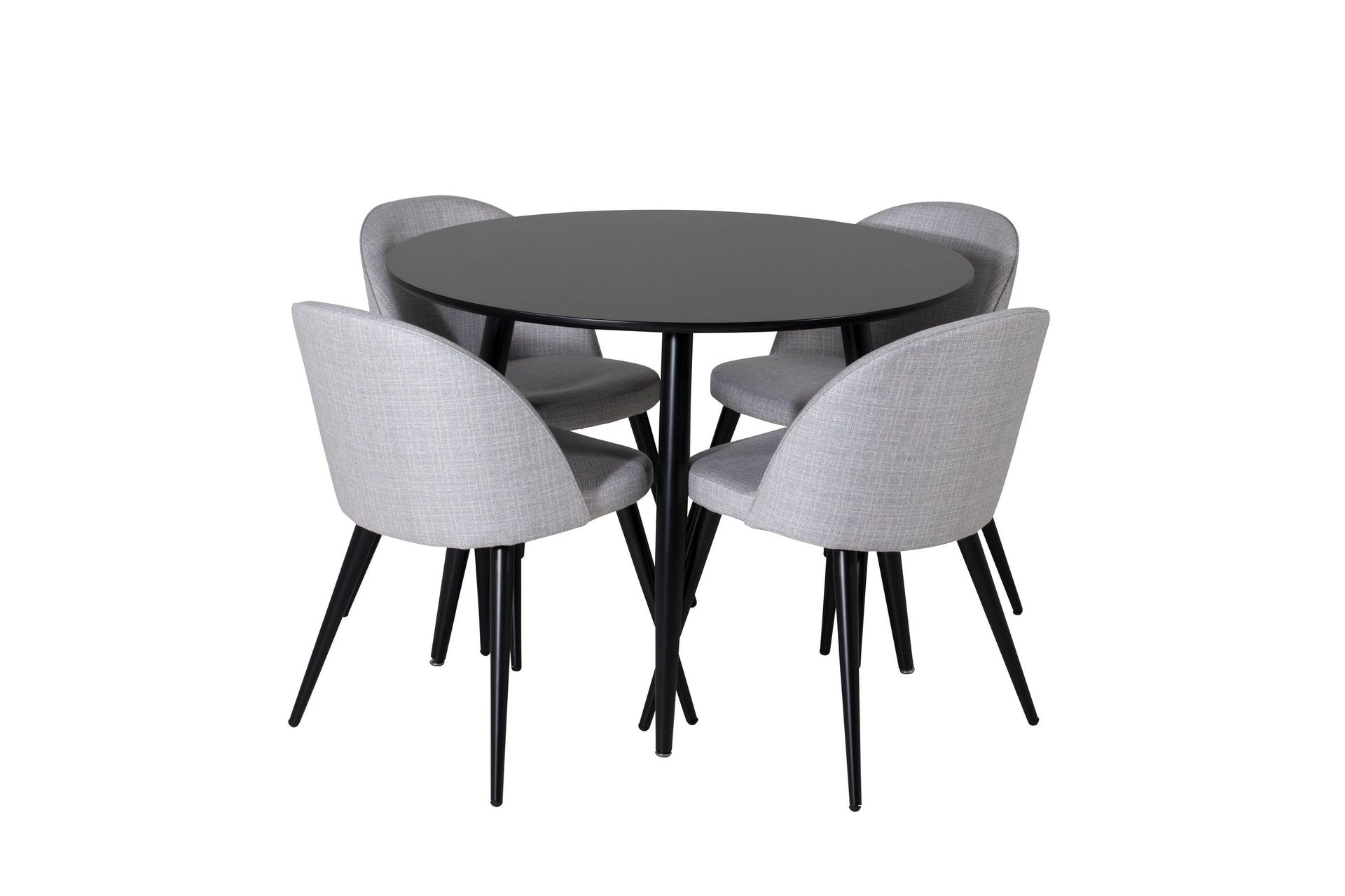 Plaza Matgrupp 100 cm Rund med 4 Velvet Stolar - Svart