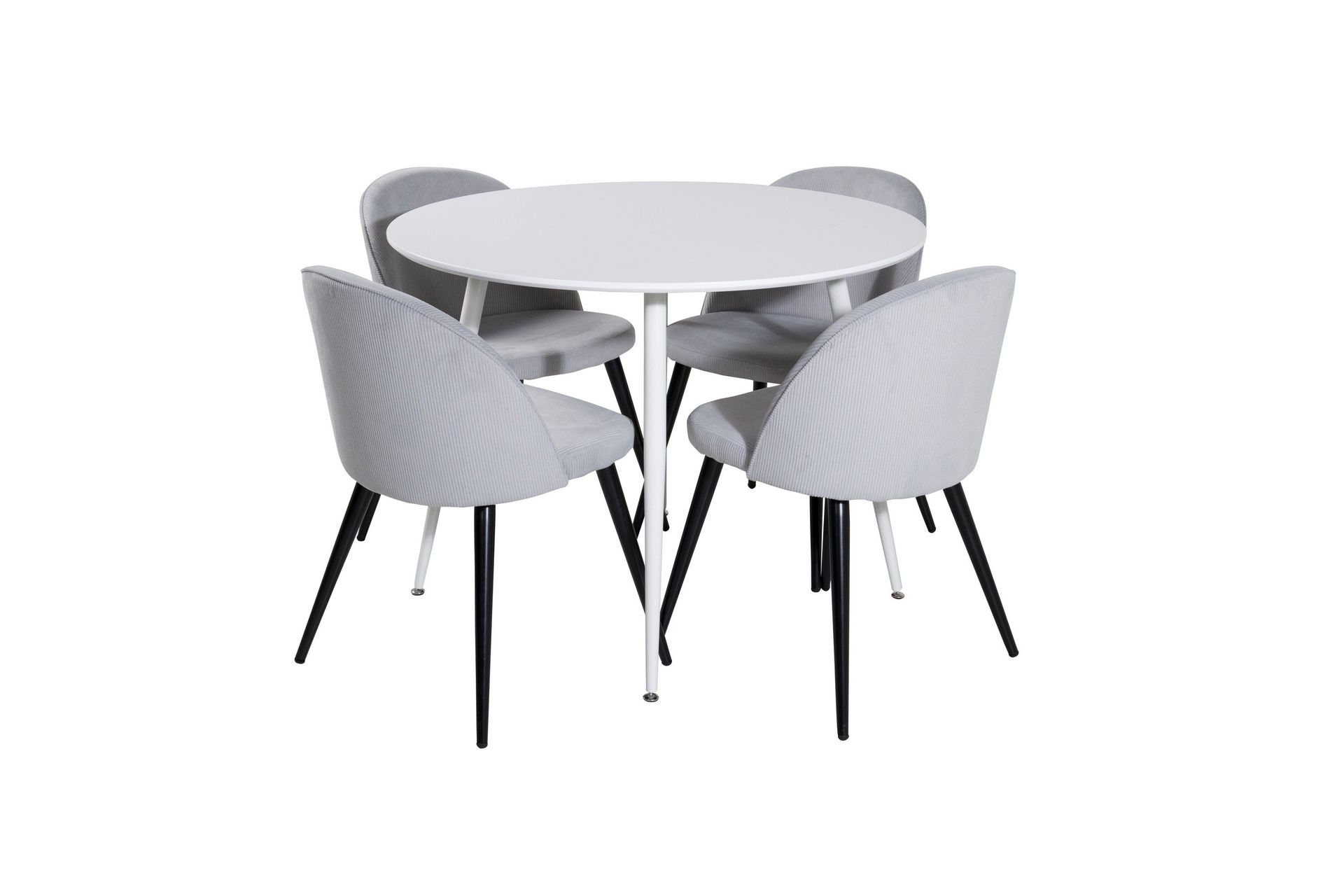 Plaza Matgrupp 100 cm Rund med 4 Velvet stolar - Svart