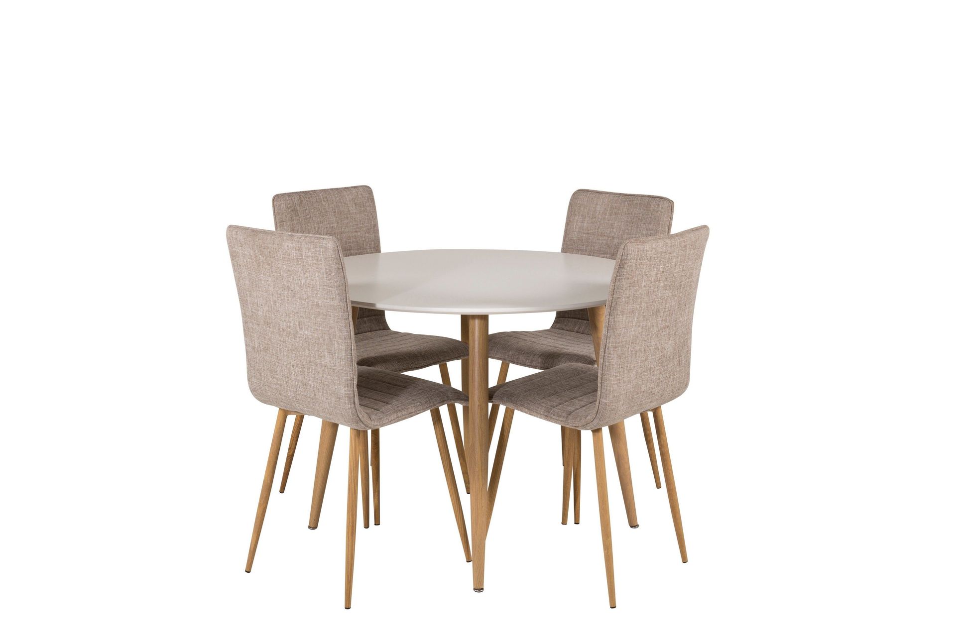 Plaza Matgrupp 100 cm Rund med 4 Windu Lyx stolar - Ljusgr&aring;