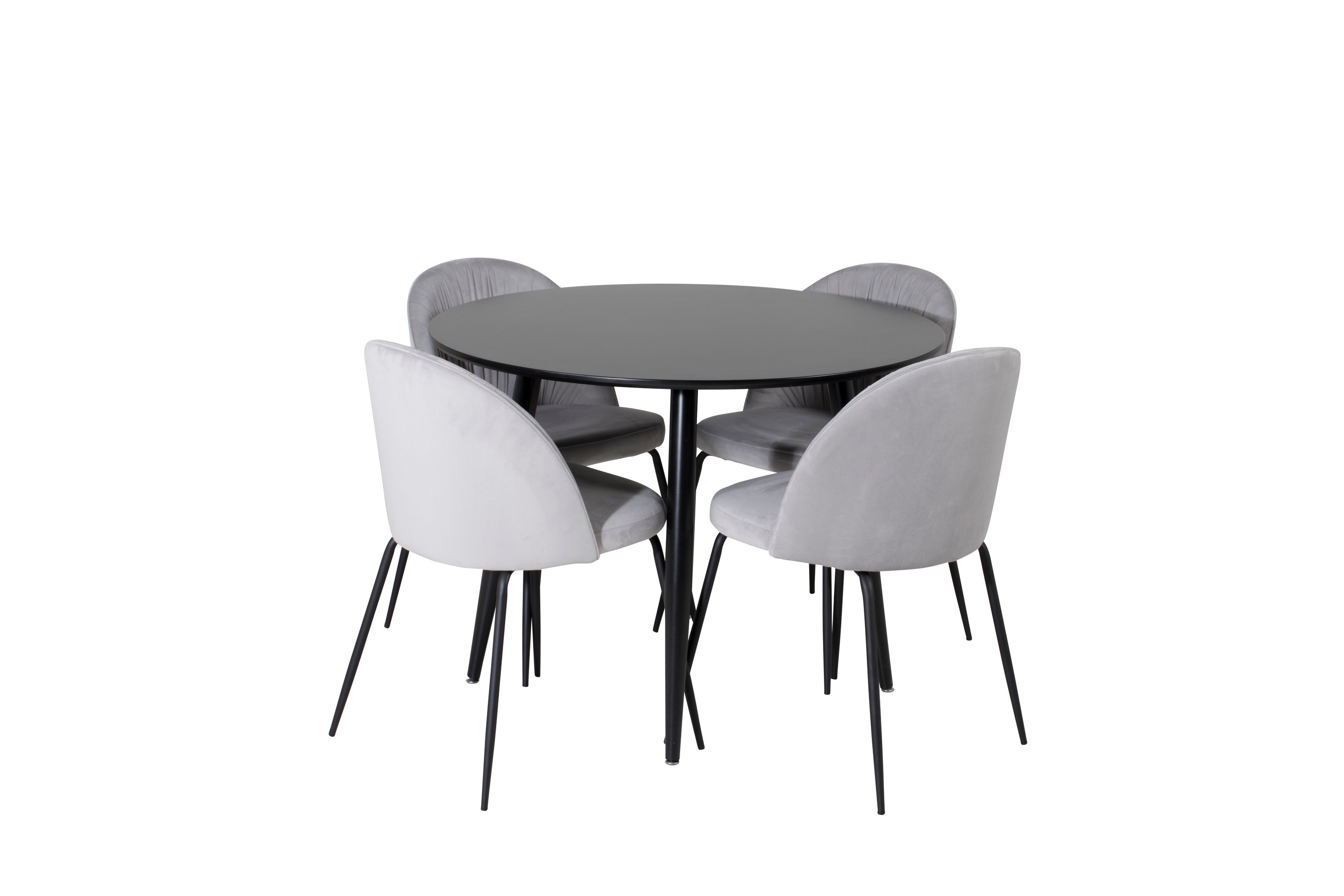 Plaza Matgrupp 100 cm Rund med 4 Wrinkles stolar Svart