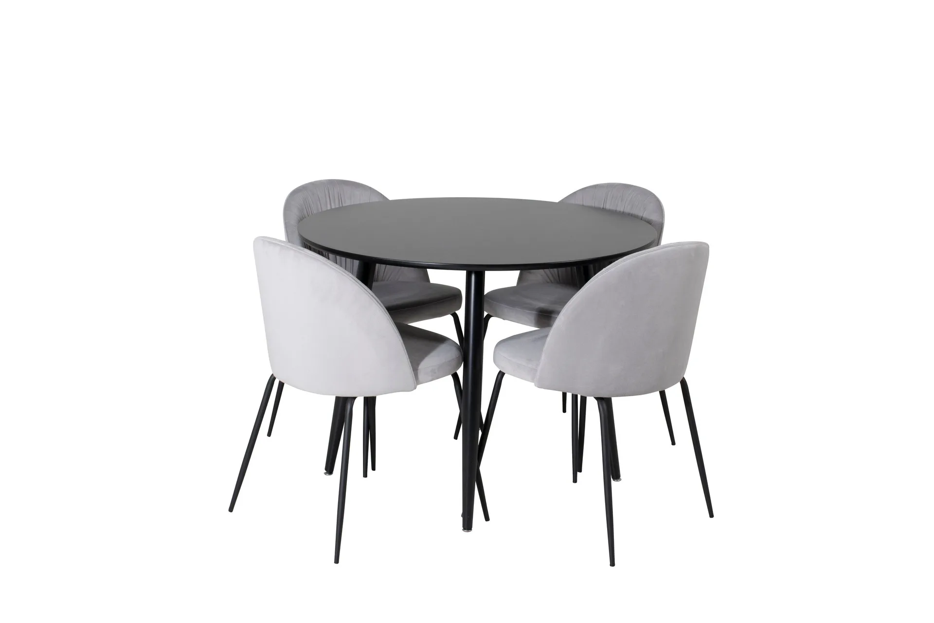 Plaza Matgrupp 100 cm Rund med 4 Wrinkles stolar - Svart