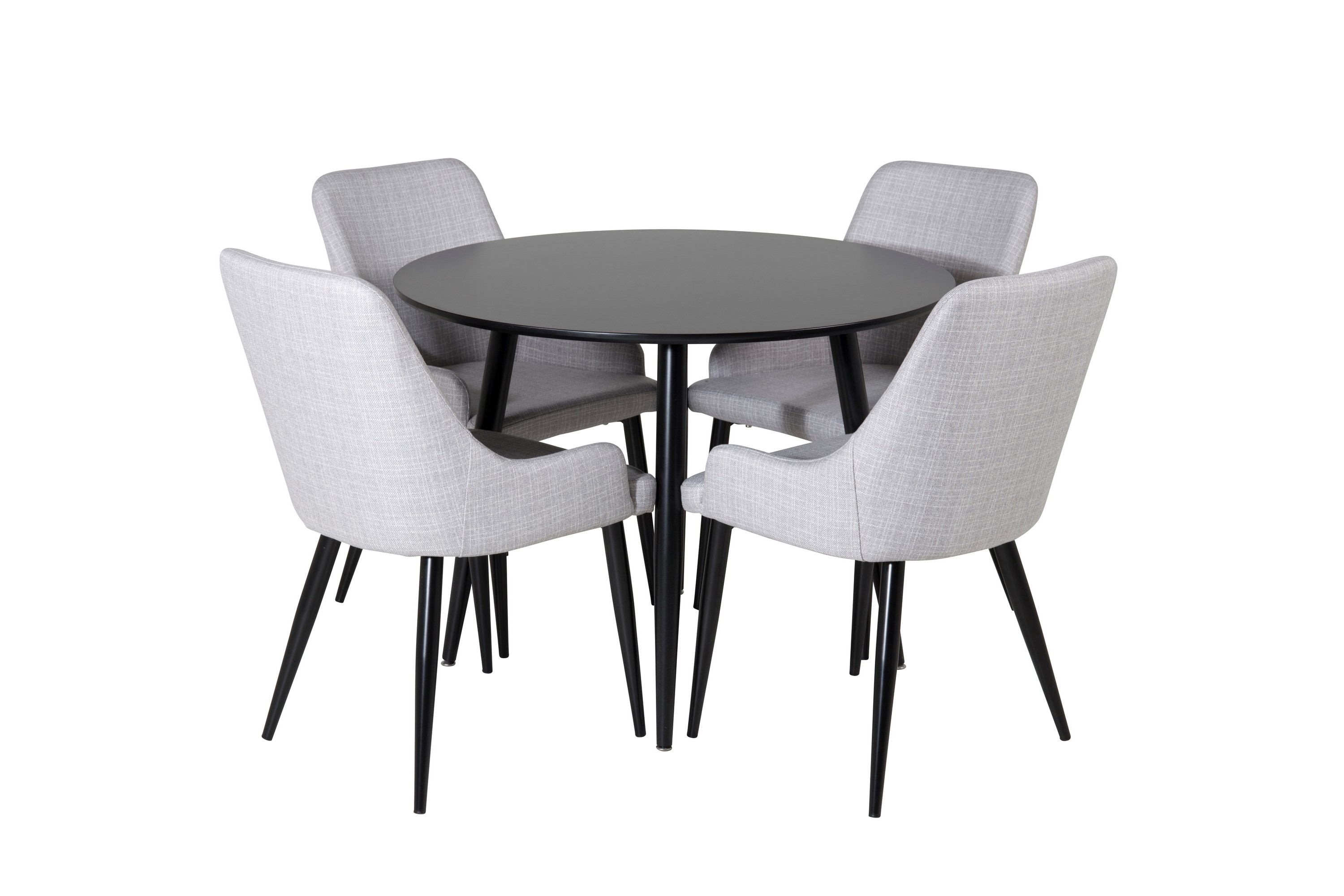 Plaza Matgrupp 100 cm Rund med 4 Plaza stolar Svart