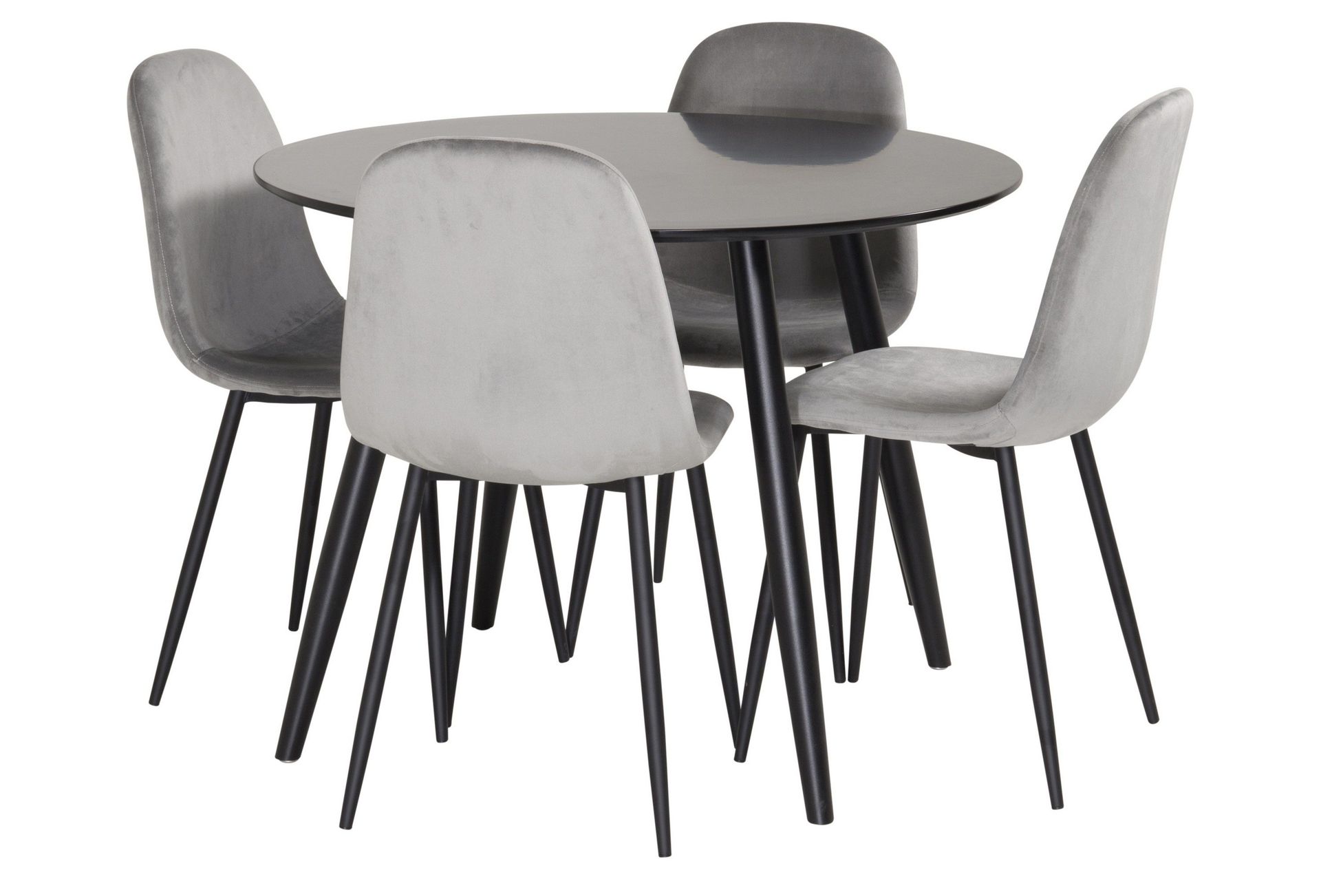 Plaza Matgrupp 100 cm Rund med 4 Polar stolar - Svart