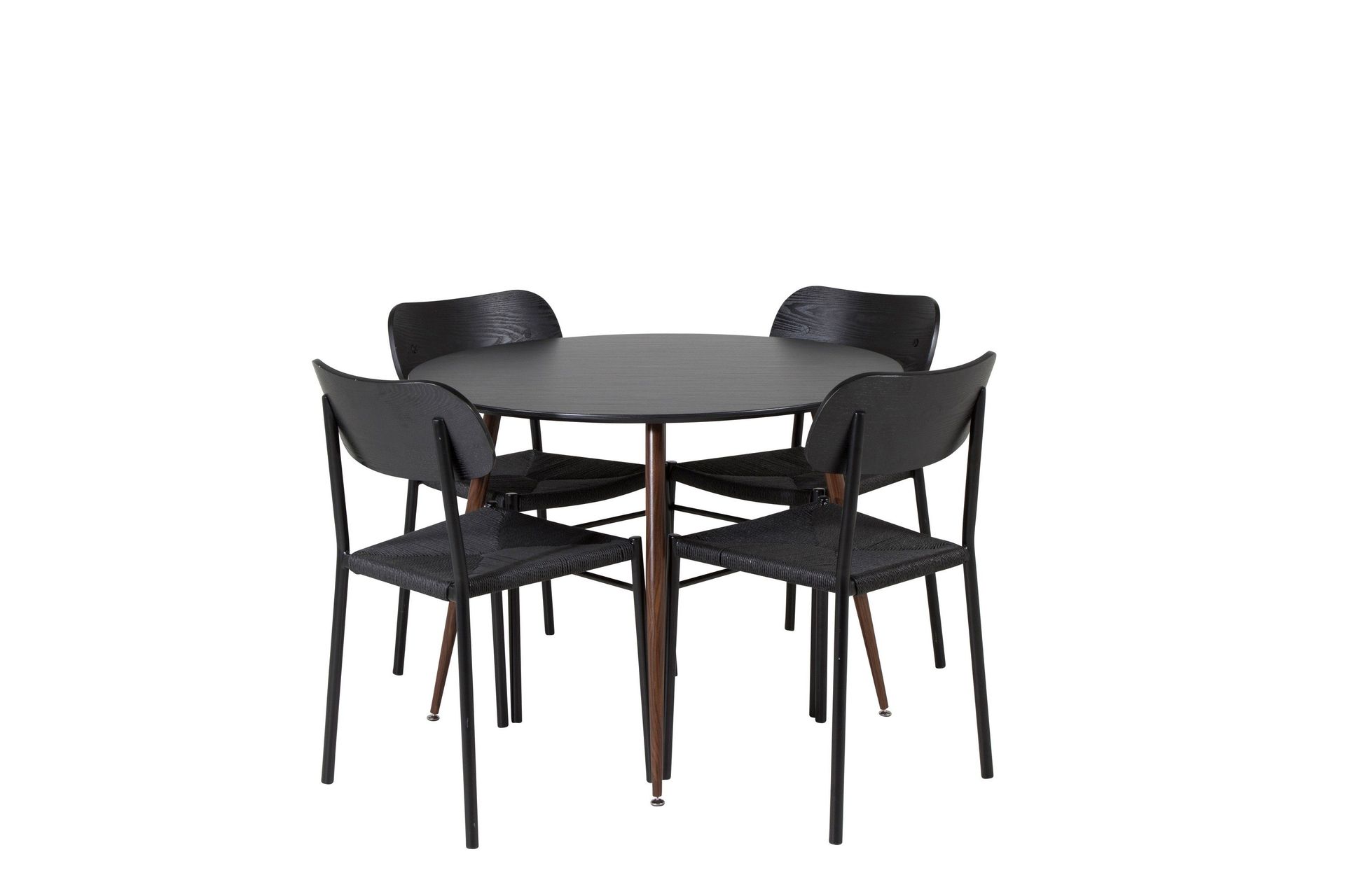 Plaza Matgrupp 100 cm Rund med 4 Polly stolar - Svart