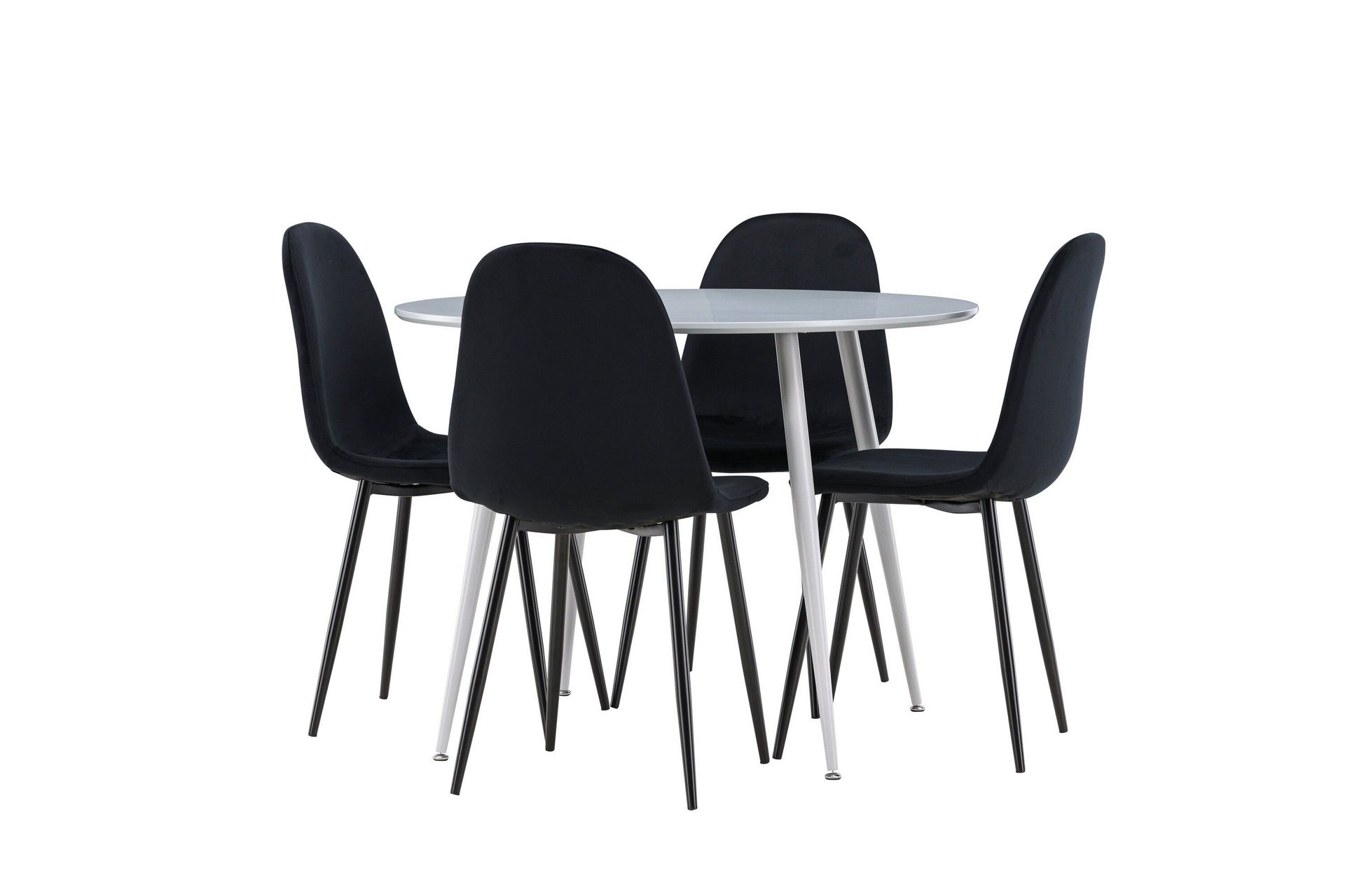 Plaza Matgrupp 100 cm Rund med 4 Polar stolar - Gr&aring;/Svart