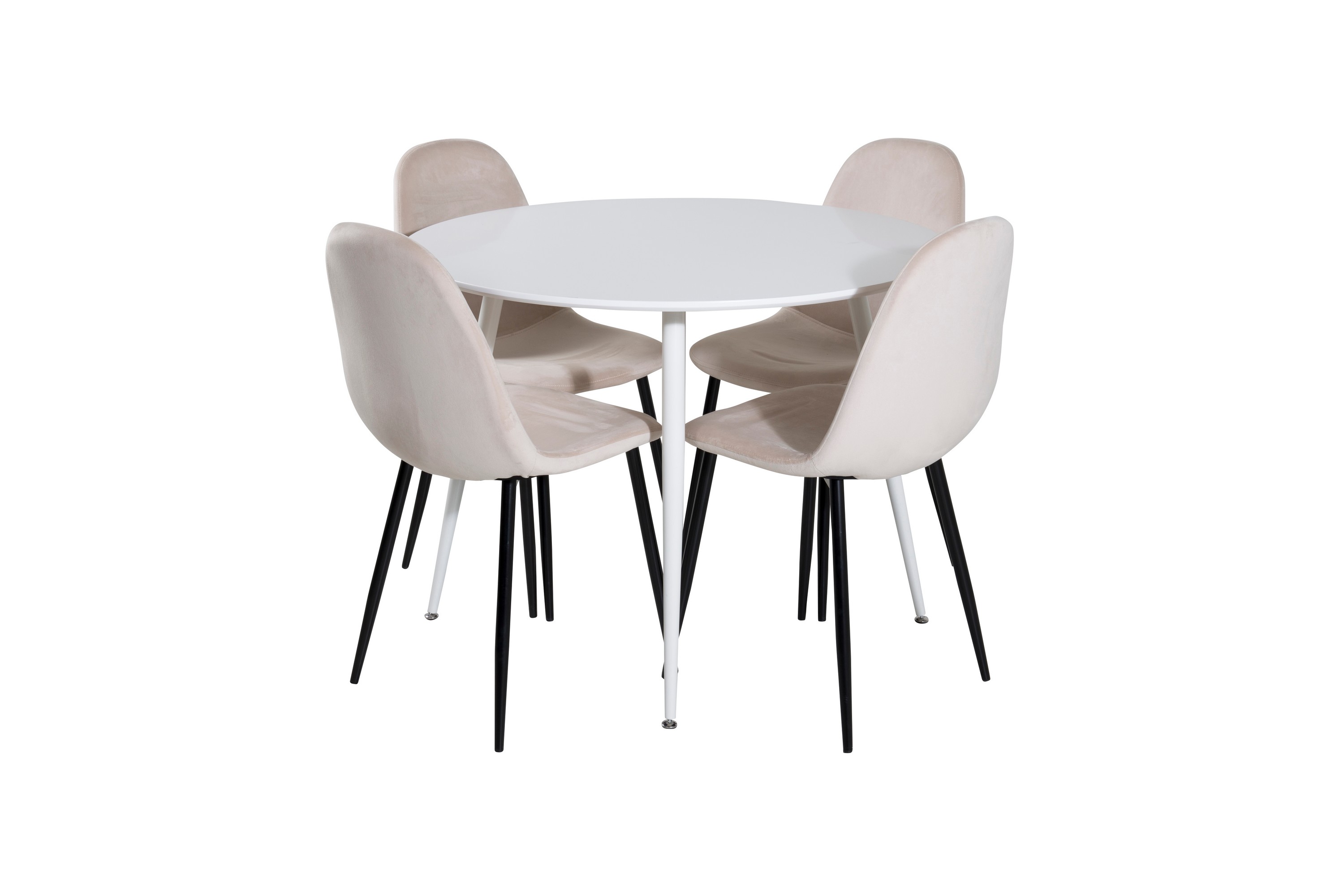 Plaza Matgrupp 100 cm Rund med 4 Polar stolar Beige