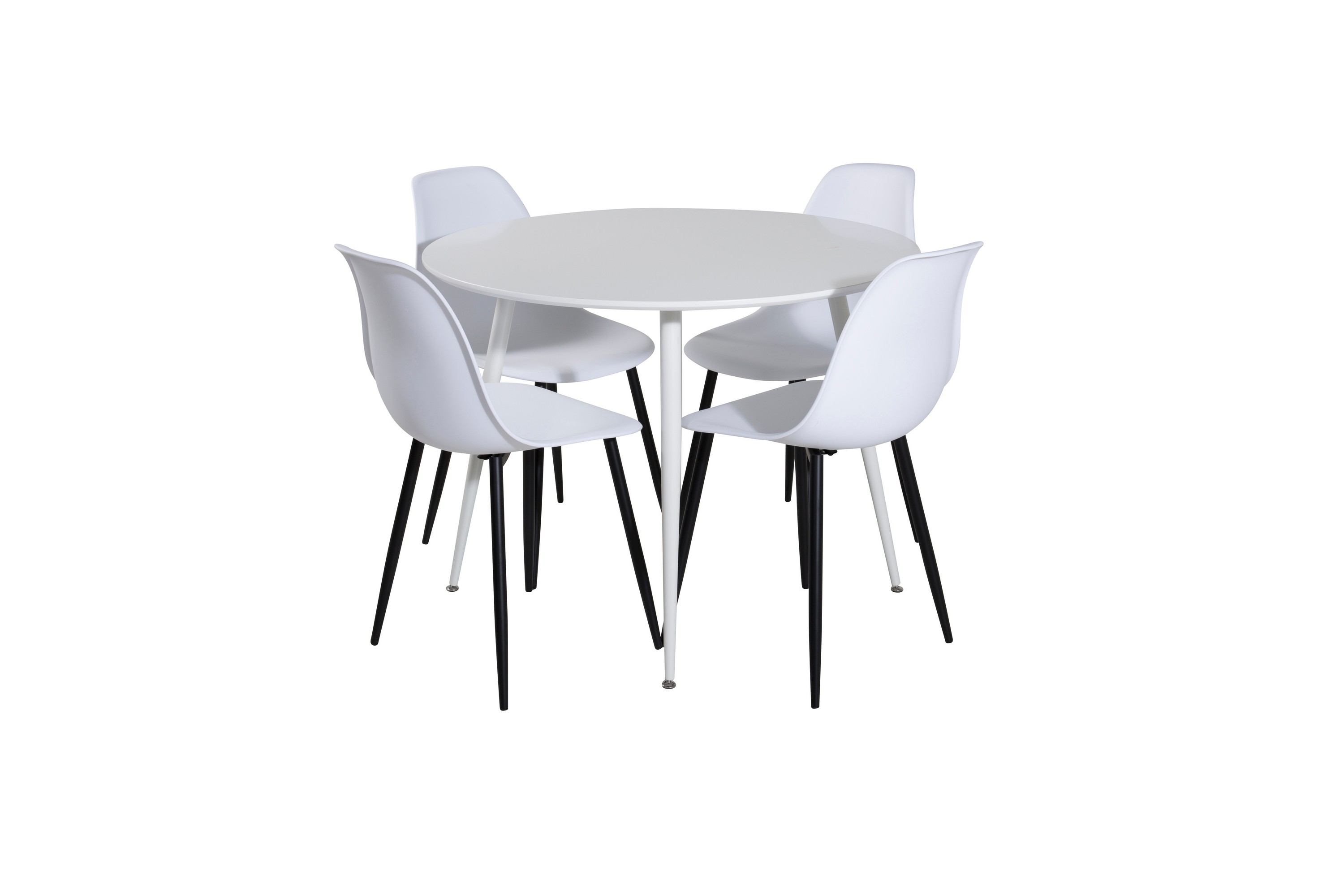 Plaza Matgrupp 100 cm Rund med 4 Polar stolar Svart