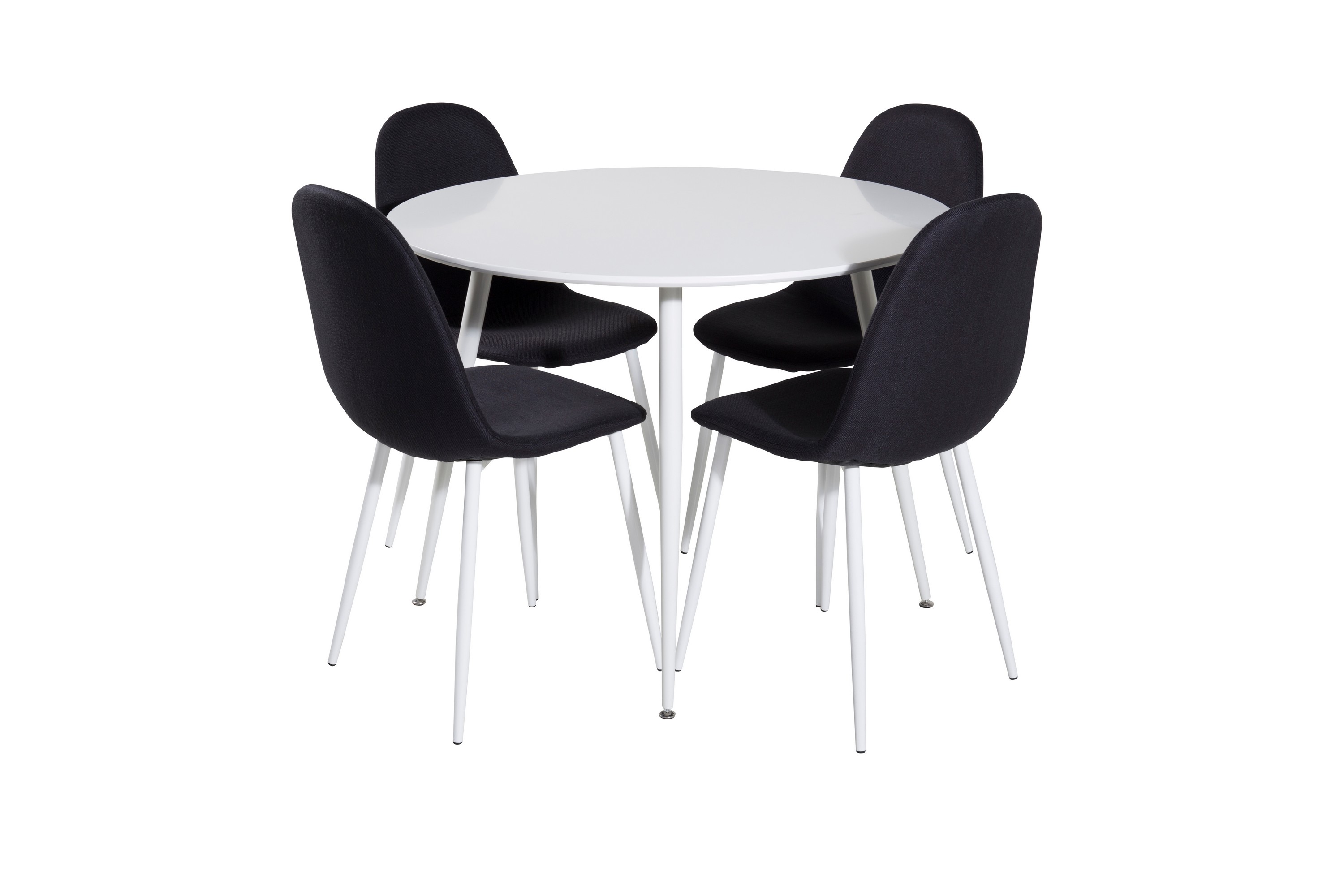 plaza matgrupp 100 cm rund med 4 polar stolar - svart