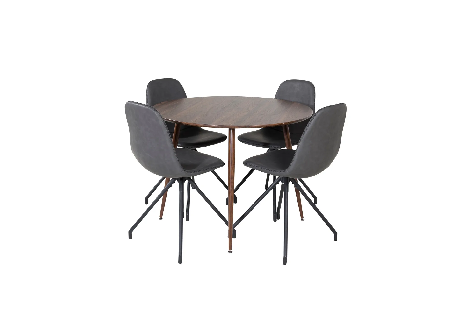 plaza matgrupp 100 cm rund med 4 polar stolar - svart