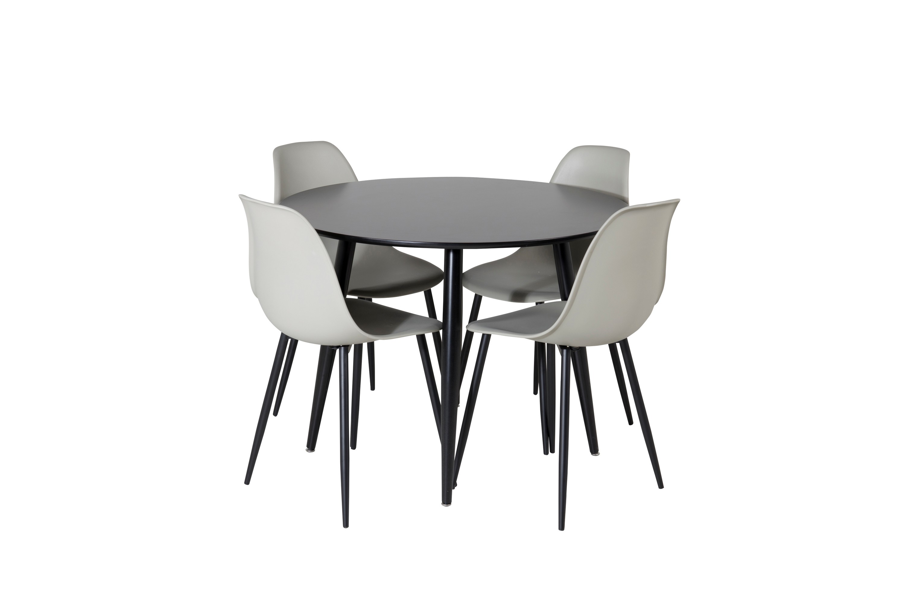 plaza matgrupp 100 cm rund med 4 polar stolar - svart