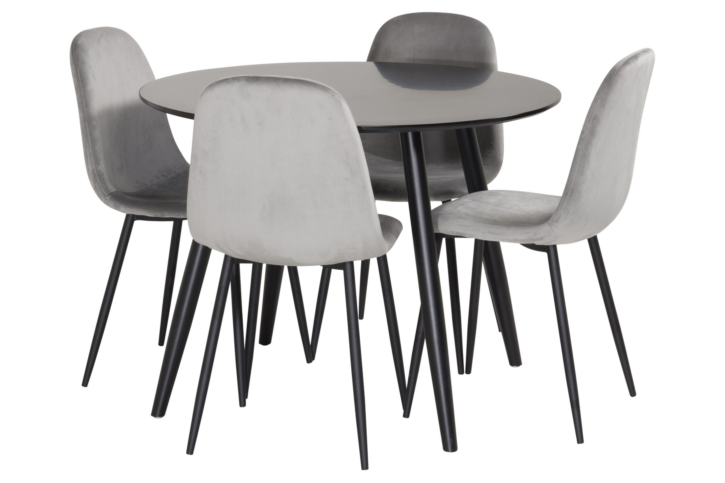 plaza matgrupp 100 cm rund med 4 polar stolar - svart