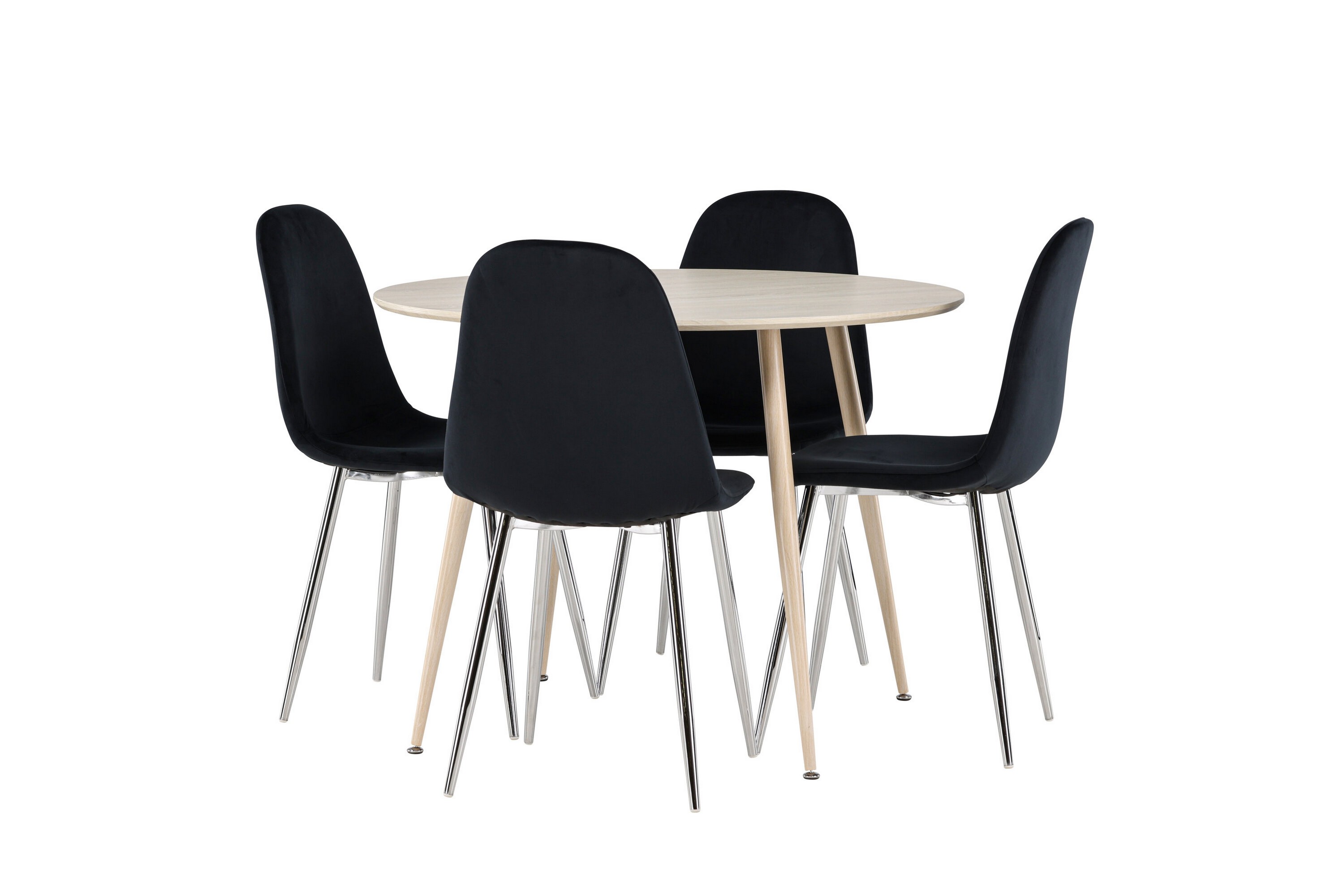 plaza matgrupp 100 cm rund med 4 polar stolar - whitewash/svart