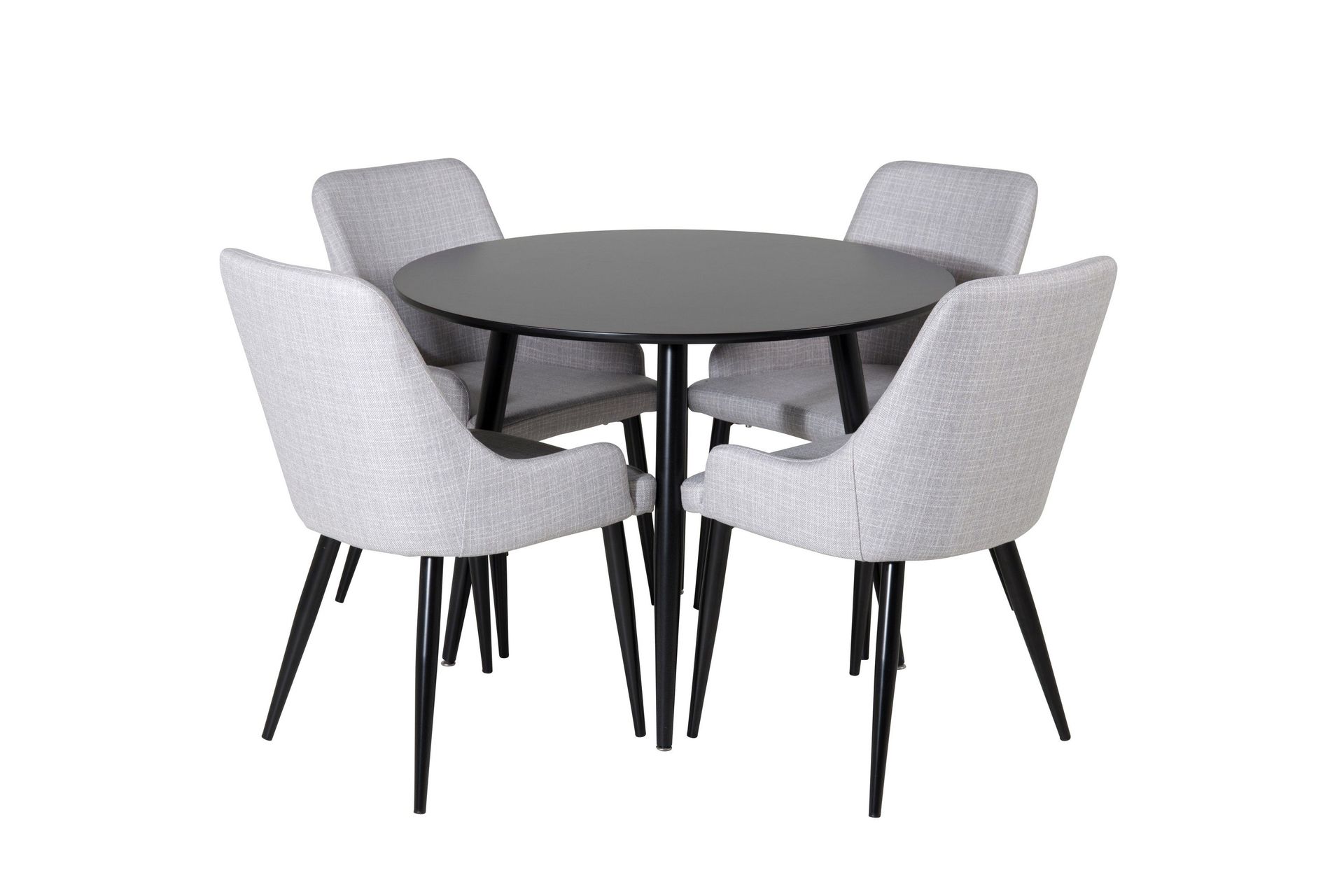 plaza matgrupp 100 cm rund med 4 plaza stolar - svart