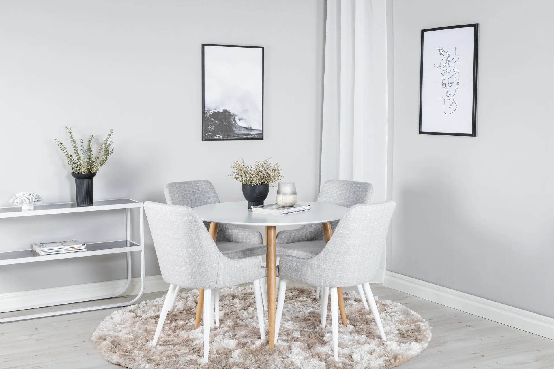 Plaza Matgrupp 100 cm Rund med 4 Plaza stolar - Gr&aring;