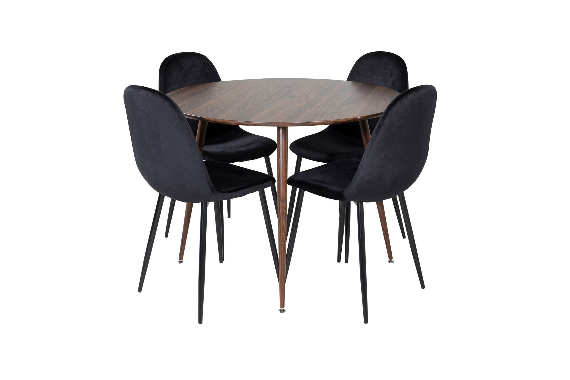 Plaza Matgrupp 100 cm Rund med 4 Polar stolar - Svart