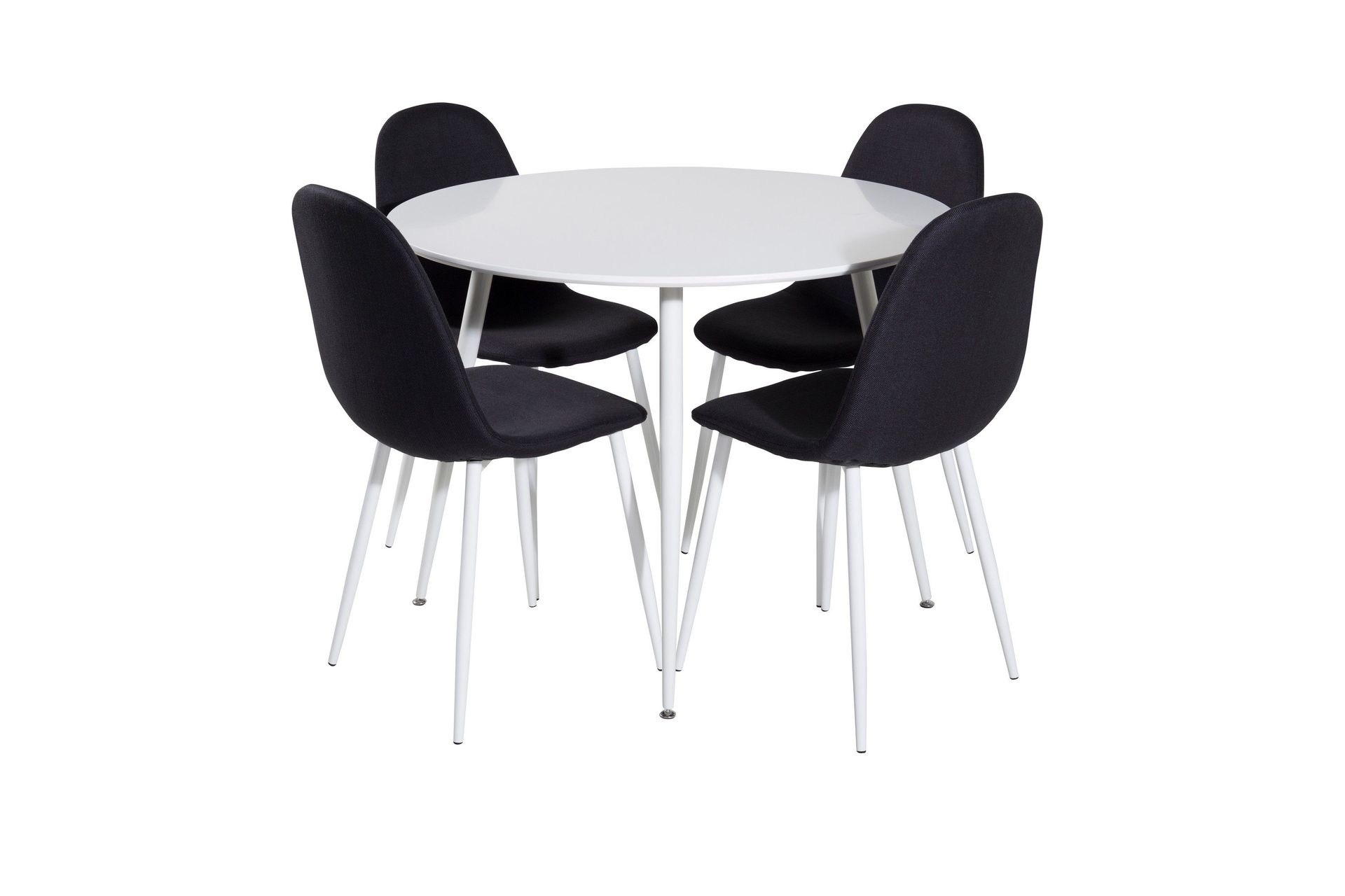 Plaza Matgrupp 100 cm Rund med 4 Polar stolar - Svart