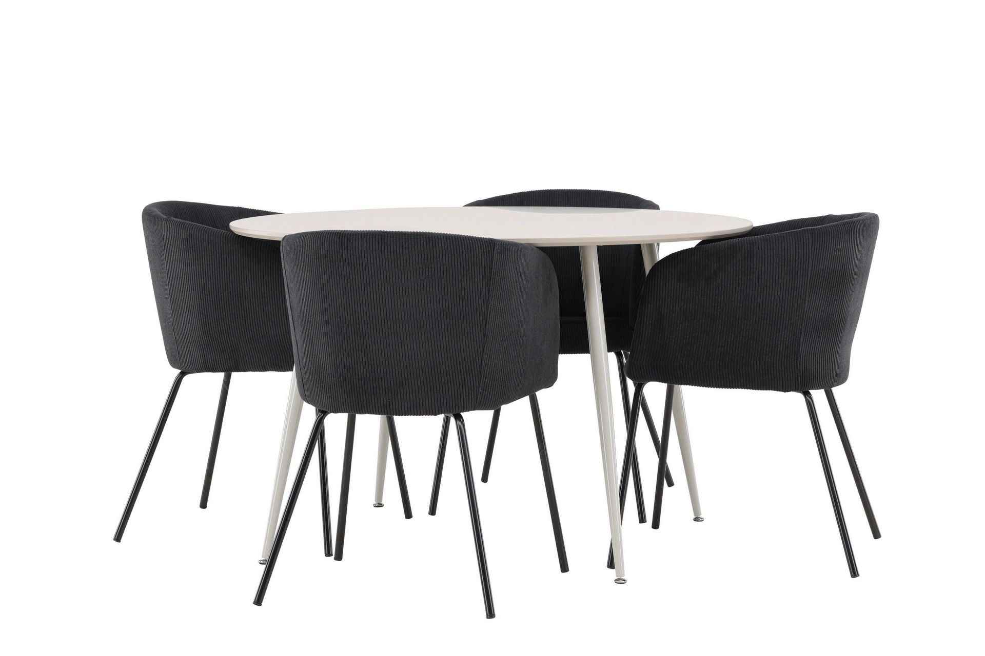 Plaza Matgrupp 120 cm Rund med 4 Berit stolar - Beige/Svart