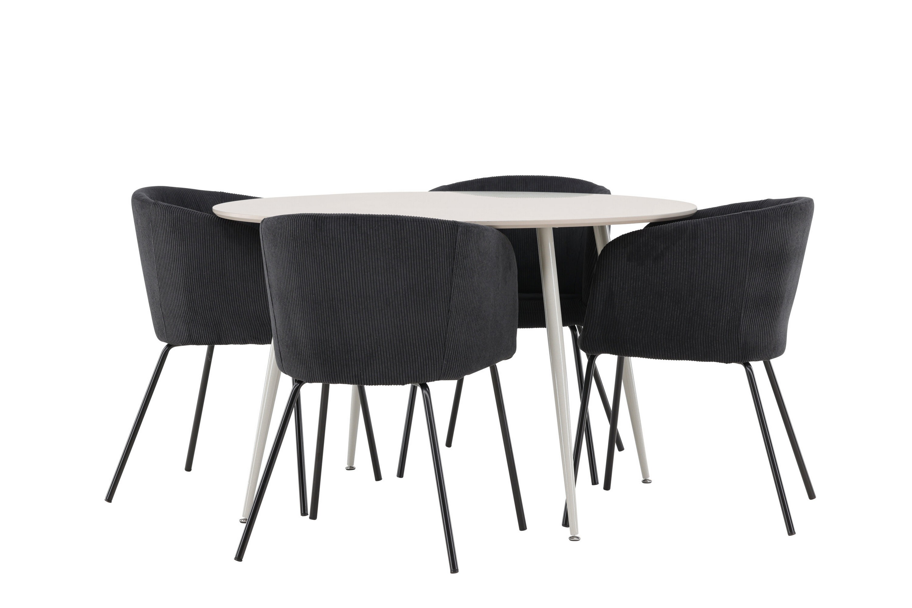 plaza matgrupp 120 cm rund med 4 berit stolar - beige/svart