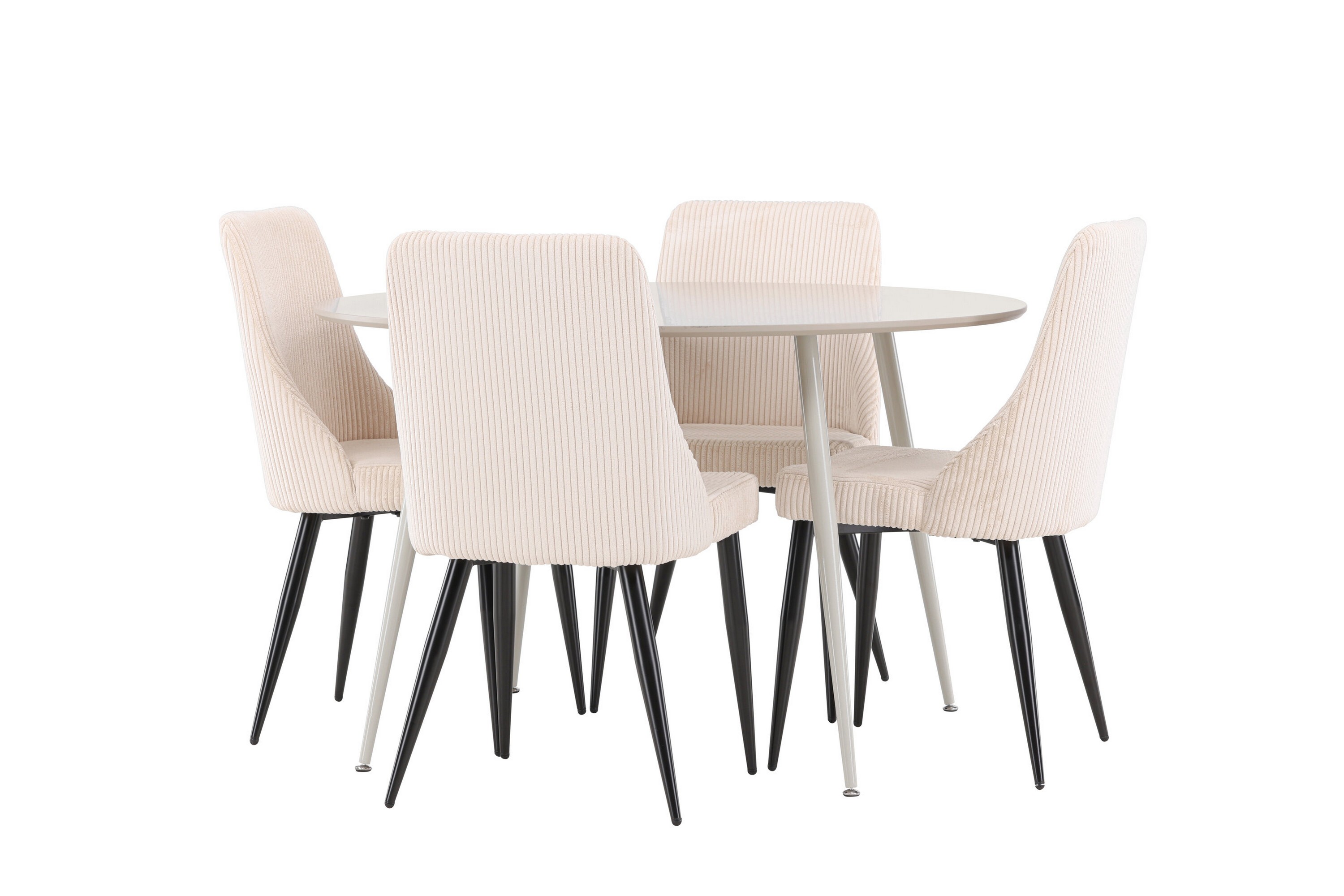 plaza matgrupp 120 cm rund med 4 leone stolar - beige/beige