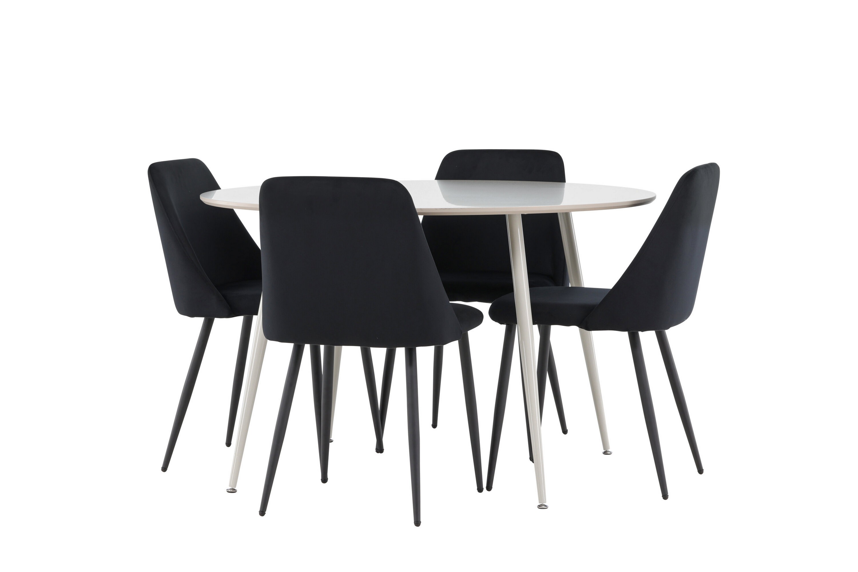plaza matgrupp 120 cm rund med 4 night stolar - beige/svart