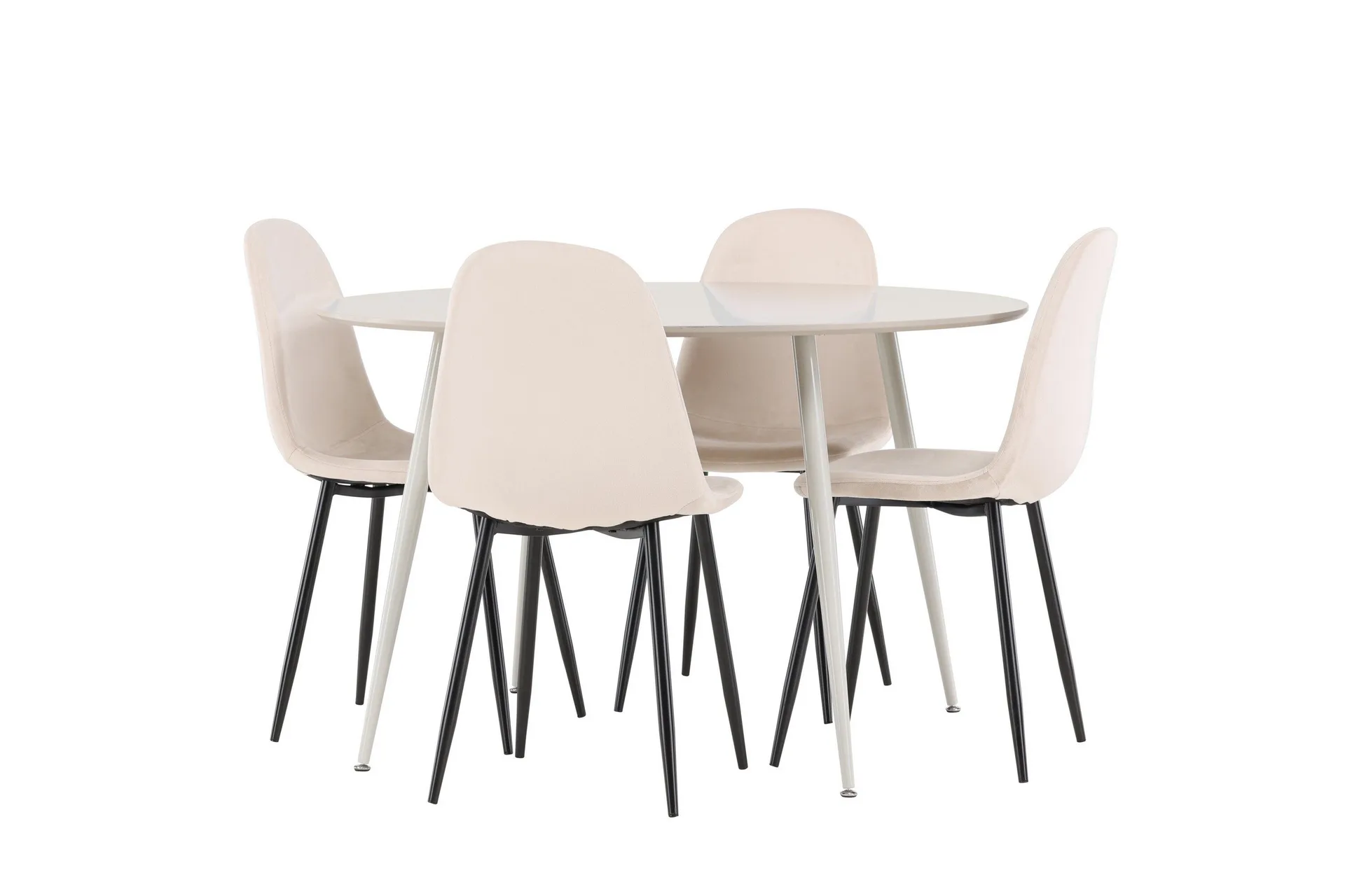Plaza Matgrupp 120 cm Rund med 4 Polar stolar - Beige/Beige