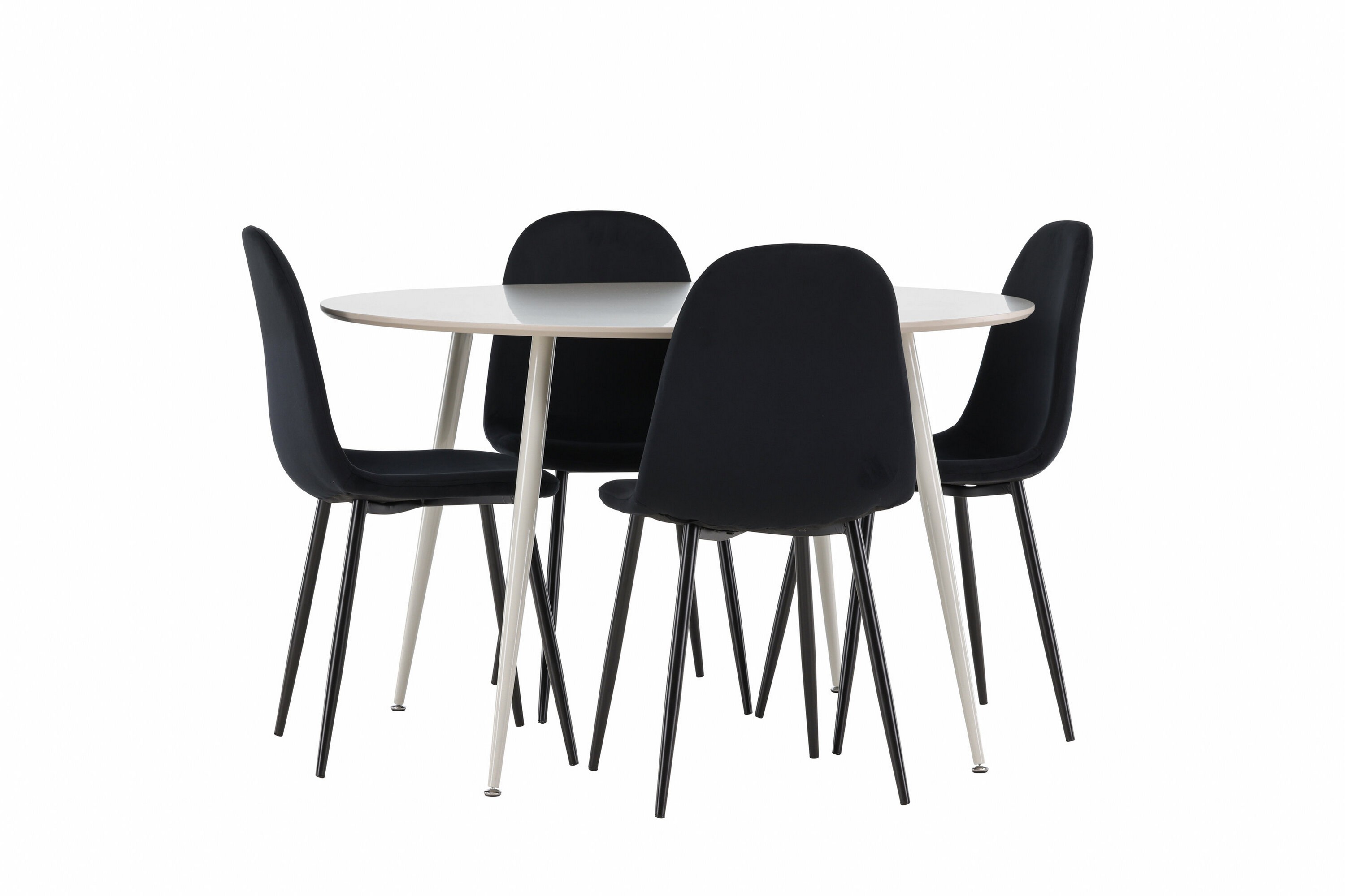 plaza matgrupp 120 cm rund med 4 polar stolar - beige/svart