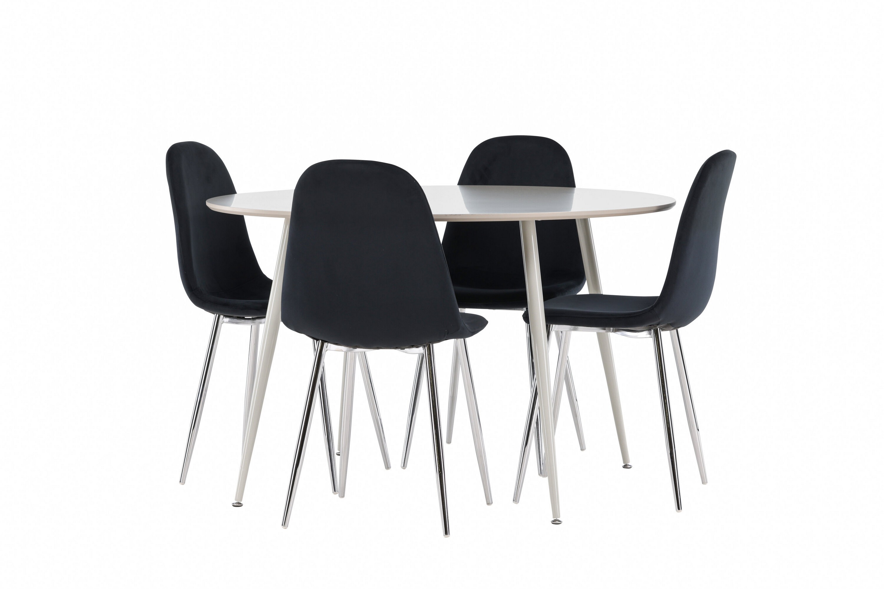 plaza matgrupp 120 cm rund med 4 polar stolar - beige/svart