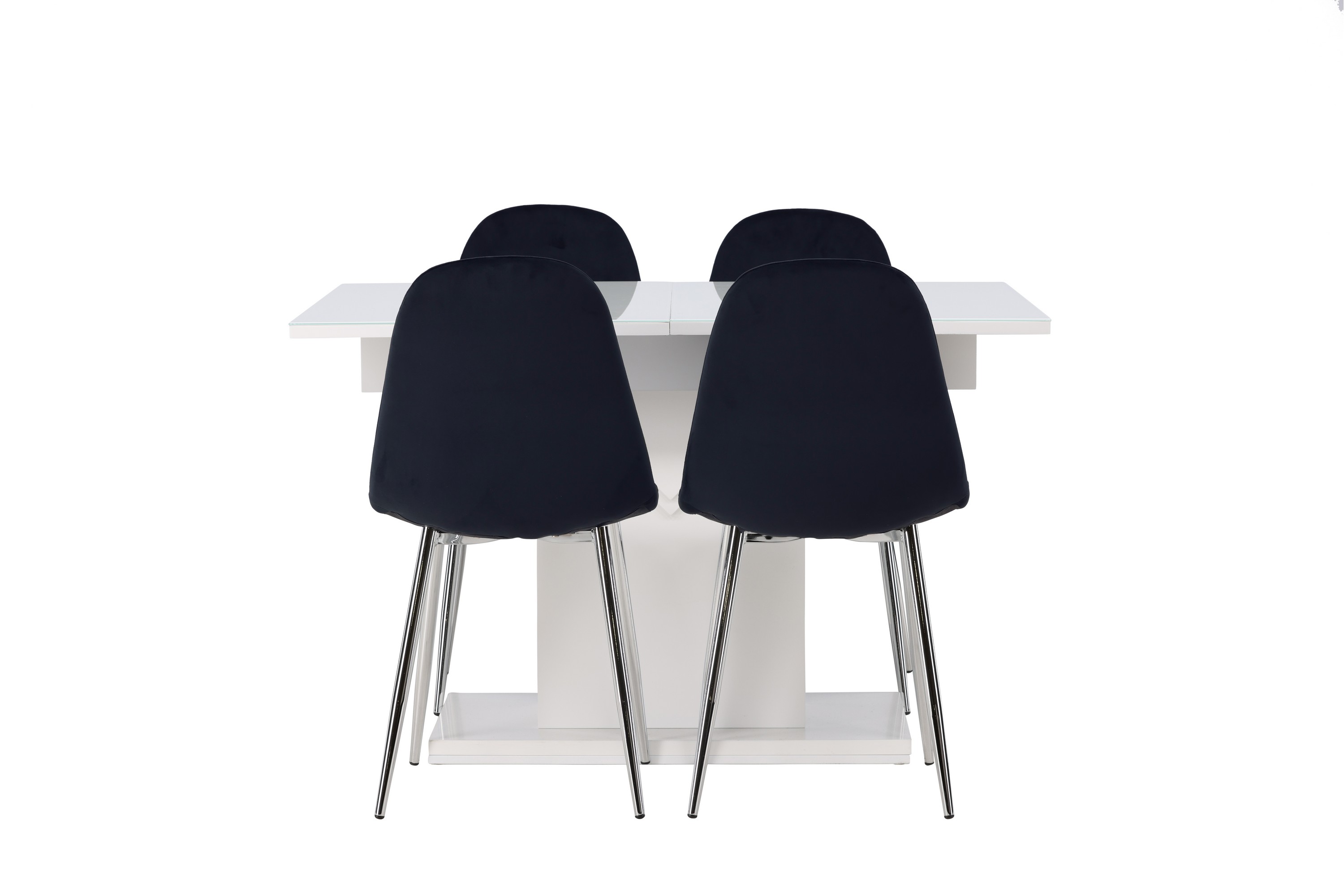 pluto matgrupp 120 cm rektangulär med 4 polar stolar - svart