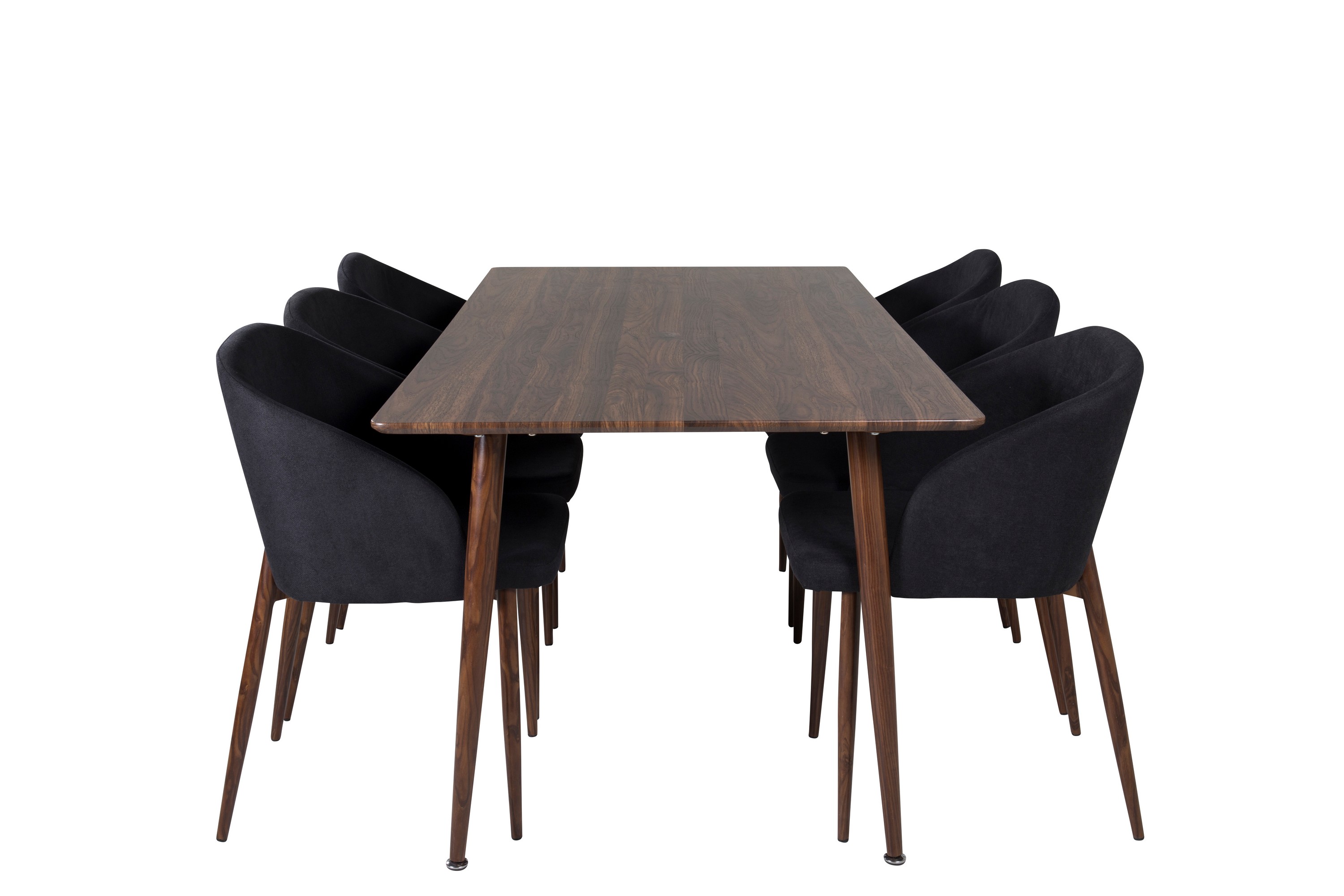 polar matgrupp 180 cm rektangulär med 6 arch stolar - svart