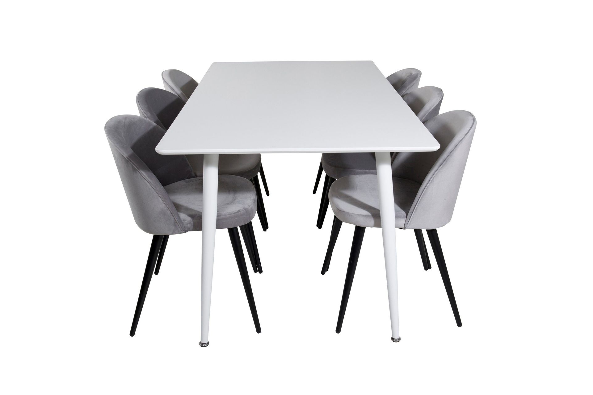 polar matgrupp 180 cm rektangulär med 6 velvet stolar - svart