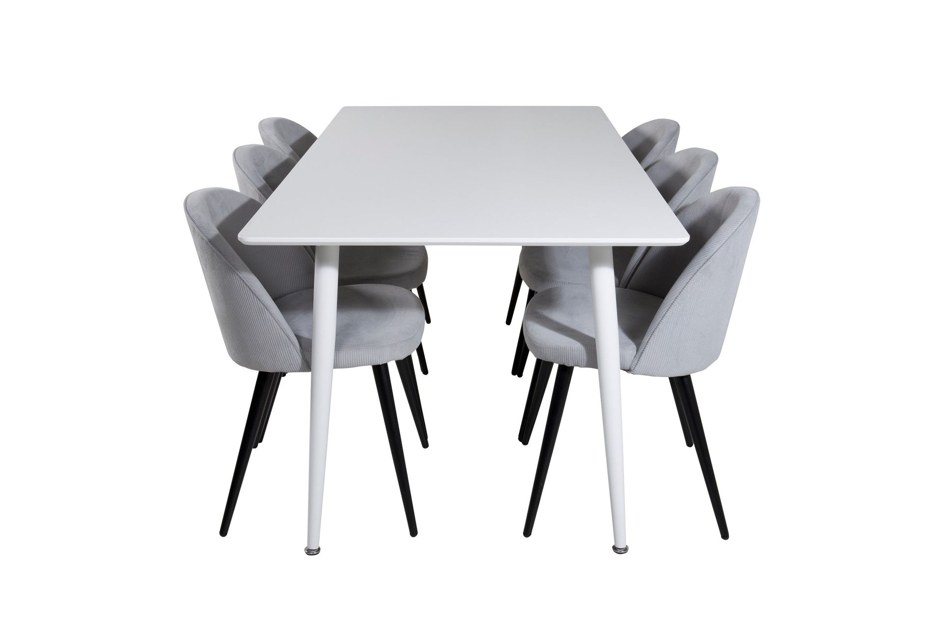 polar matgrupp 180 cm rektangulär med 6 velvet stolar - svart