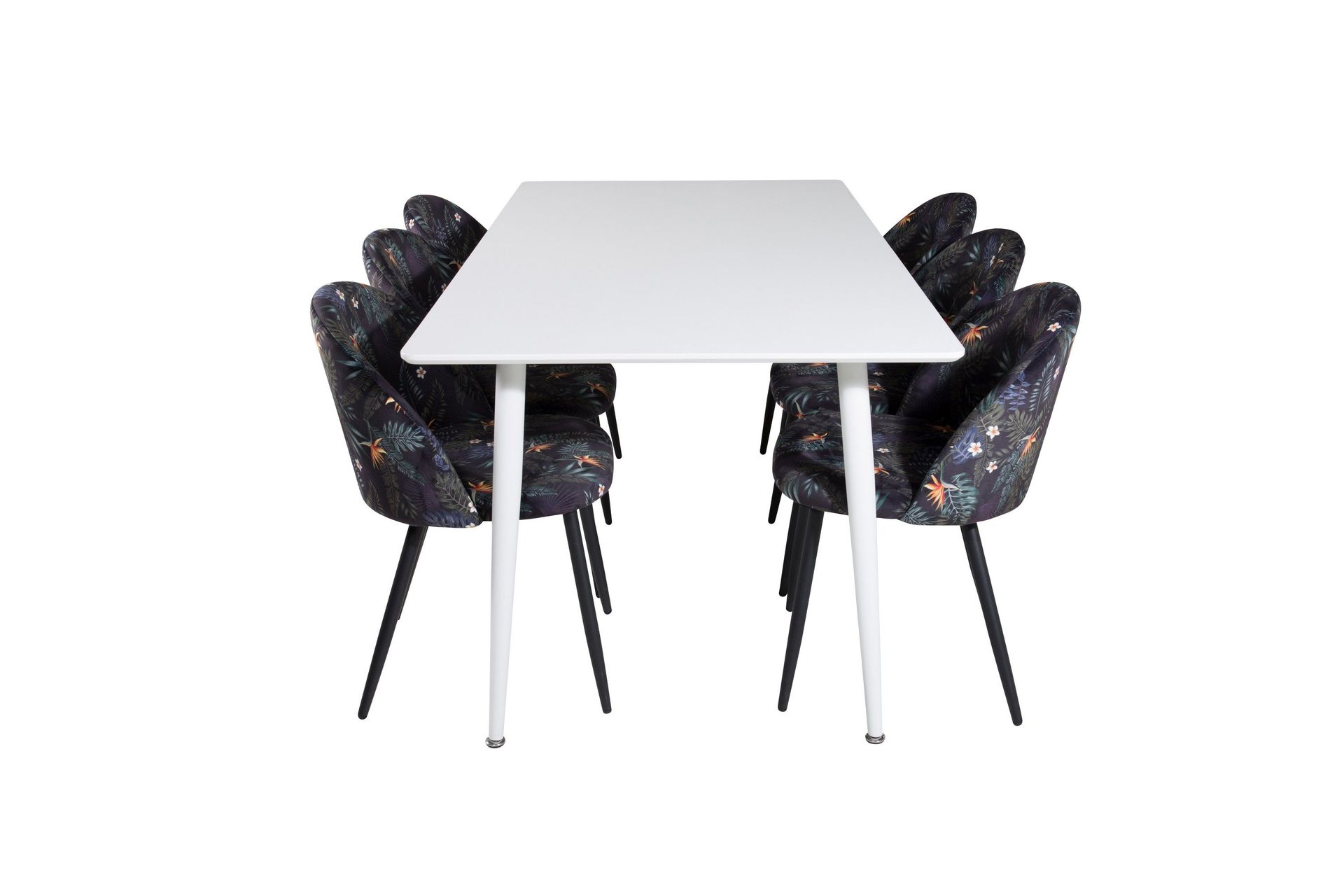 Polar Matgrupp 180 cm Rektangul&auml;r med 6 Velvet stolar - Svart