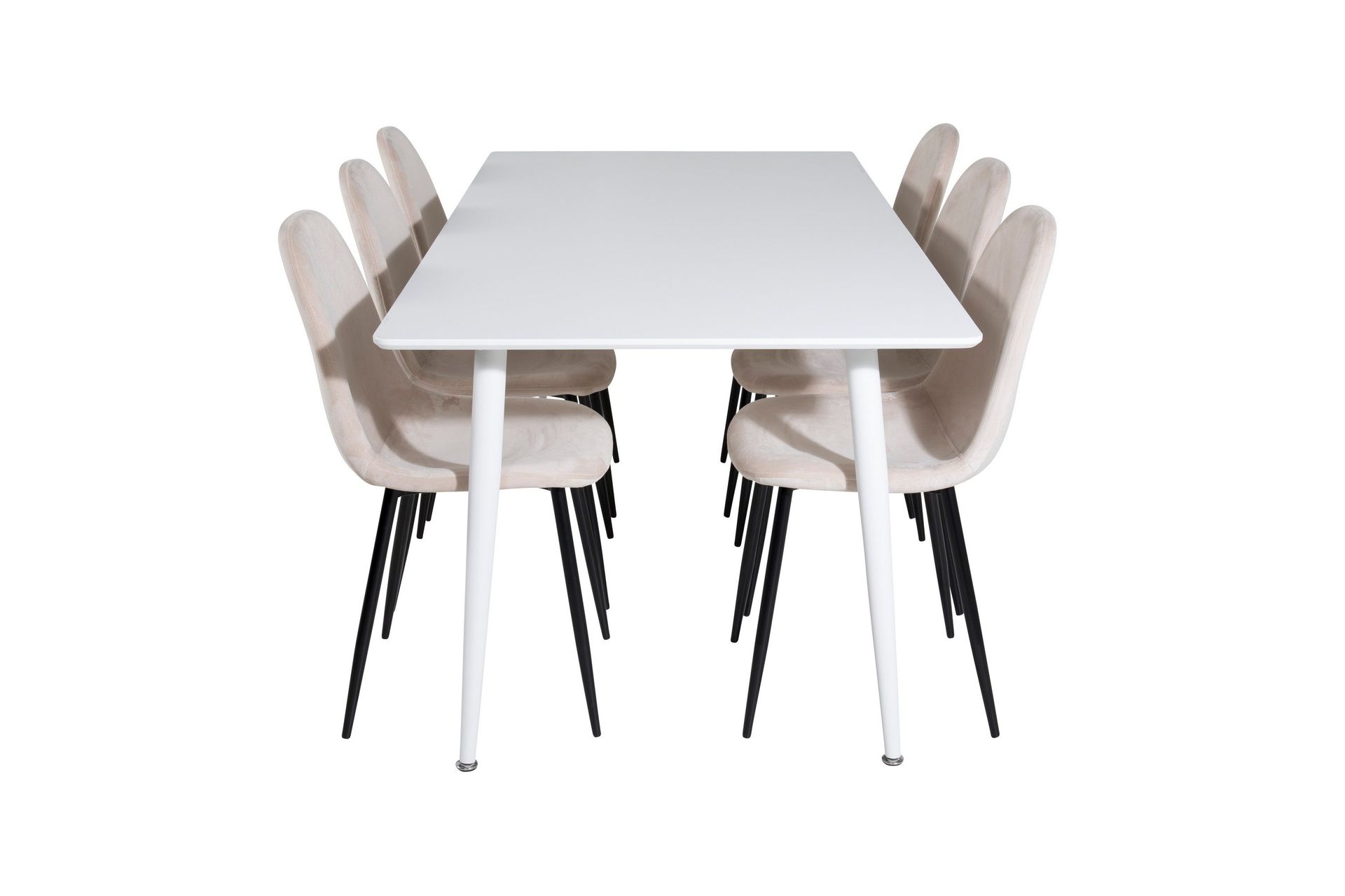Polar Matgrupp 180 cm Rektangul&auml;r med 6 Polar stolar - Beige