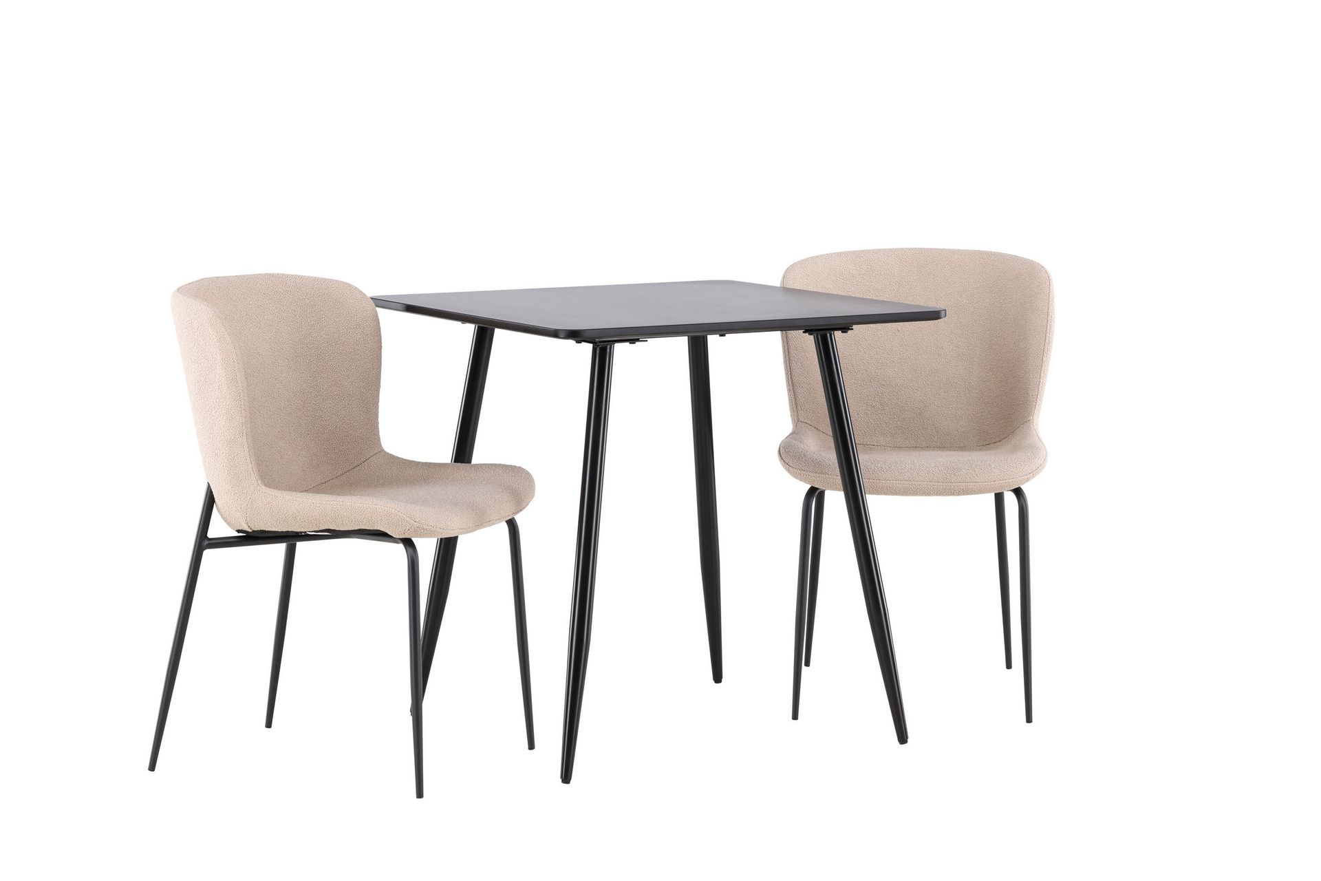 Polar Matgrupp 75 cm Kvadratisk med 2 Modesto stolar - Svart/Beige