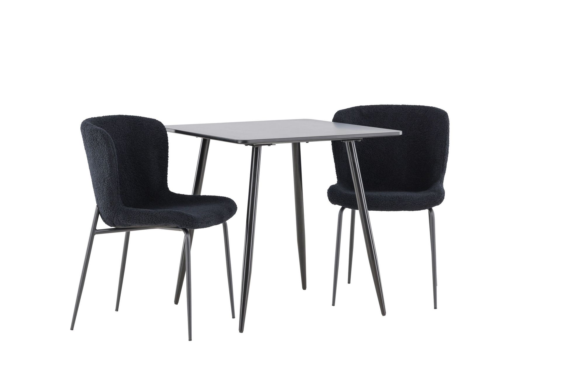 polar matgrupp 75 cm kvadratisk med 2 modesto stolar - svart/svart