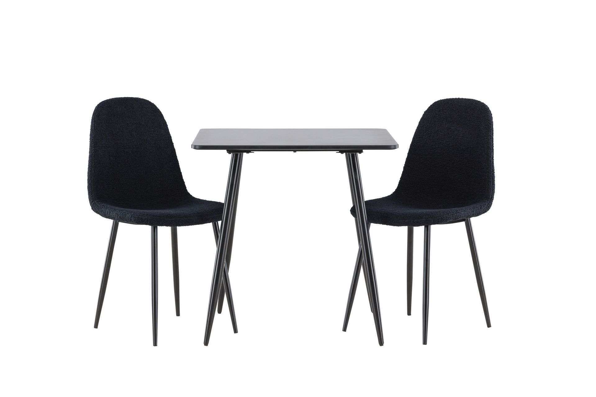 polar matgrupp 75 cm kvadratisk med 2 polar stolar - svart/svart