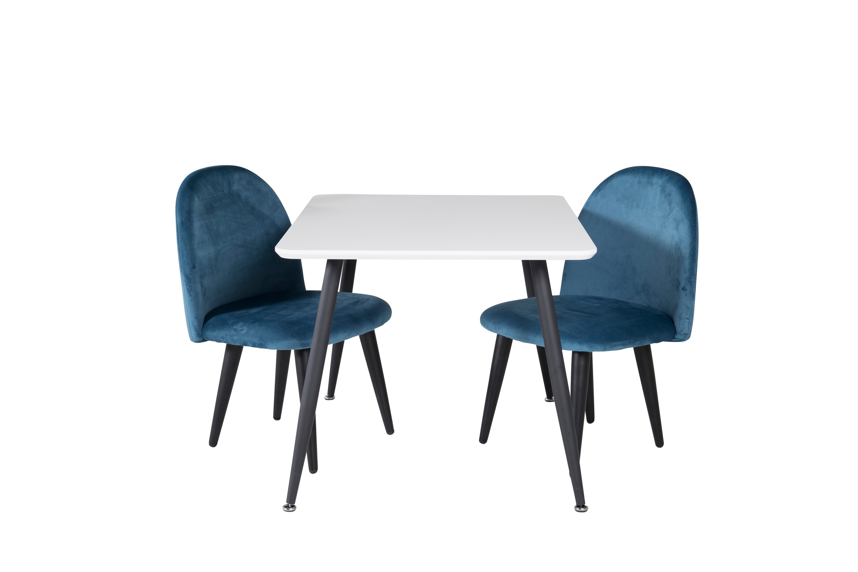 polar matgrupp 80 cm rektangulär med 2 velvet stolar - svart